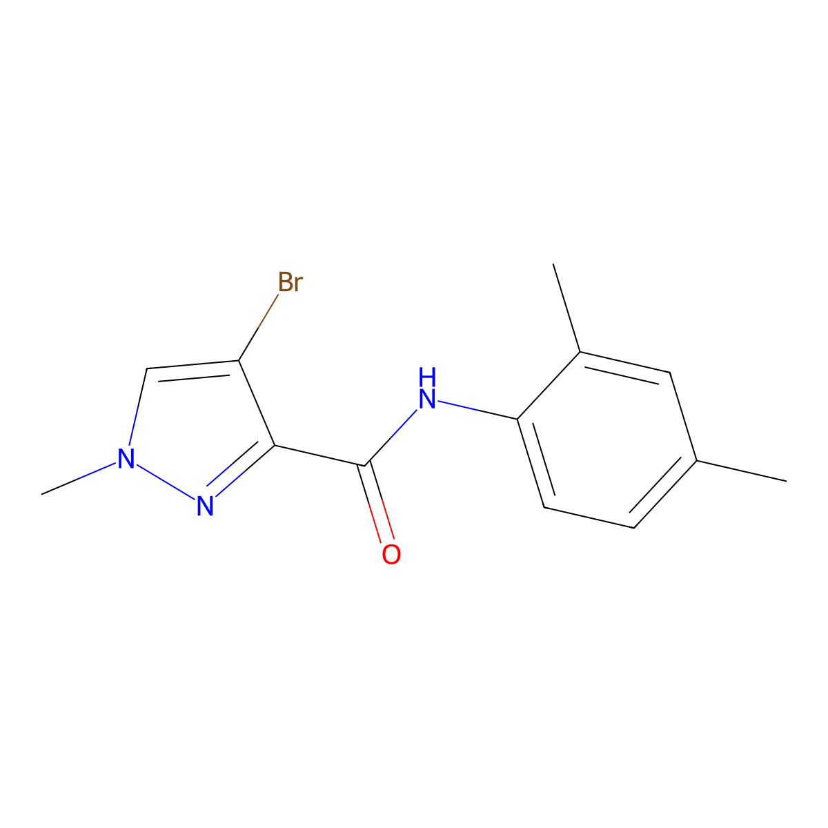 4-bromo-N-(2,4-dimethylphenyl)-1-methyl-1H-pyrazole-3-carboxamide molecular structure, CAS 303130-95-2