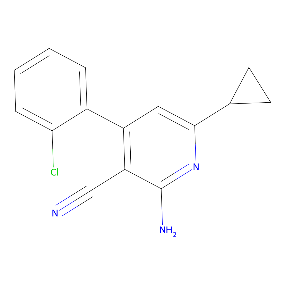 2-Amino-4-(2-chlorophenyl)-6-cyclopropylnicotinonitrile molecular structure, CAS 303130-96-3