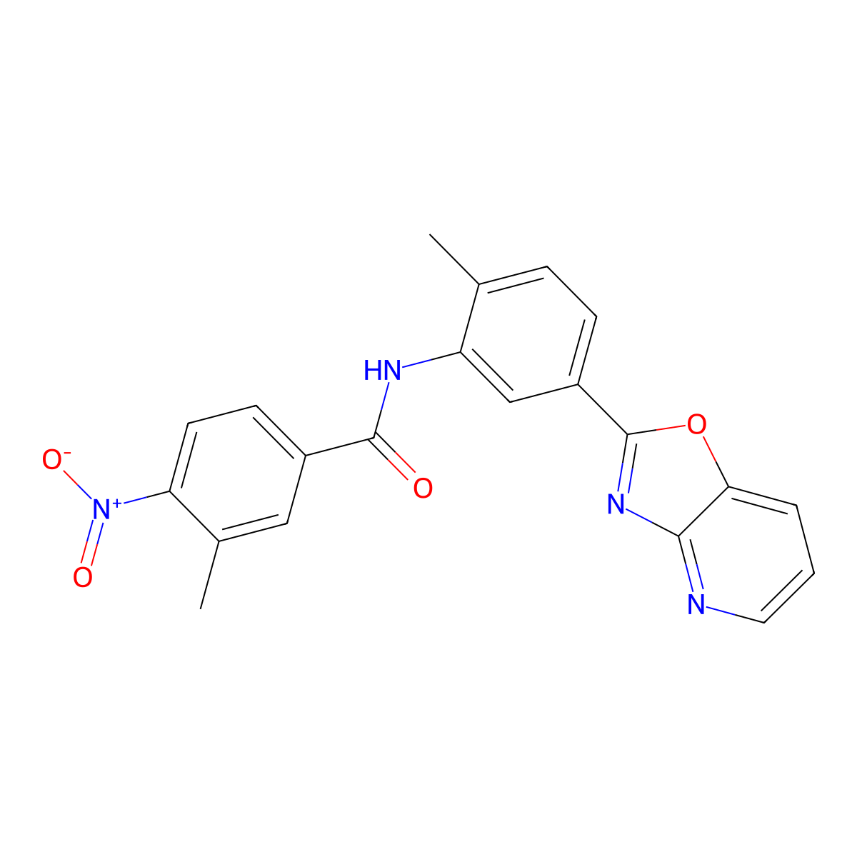 3-methyl-N-[2-methyl-5-([1,3]oxazolo[4,5-b]pyridin-2-yl)phenyl]-4-nitrobenzamide molecular structure, CAS 303131-45-5