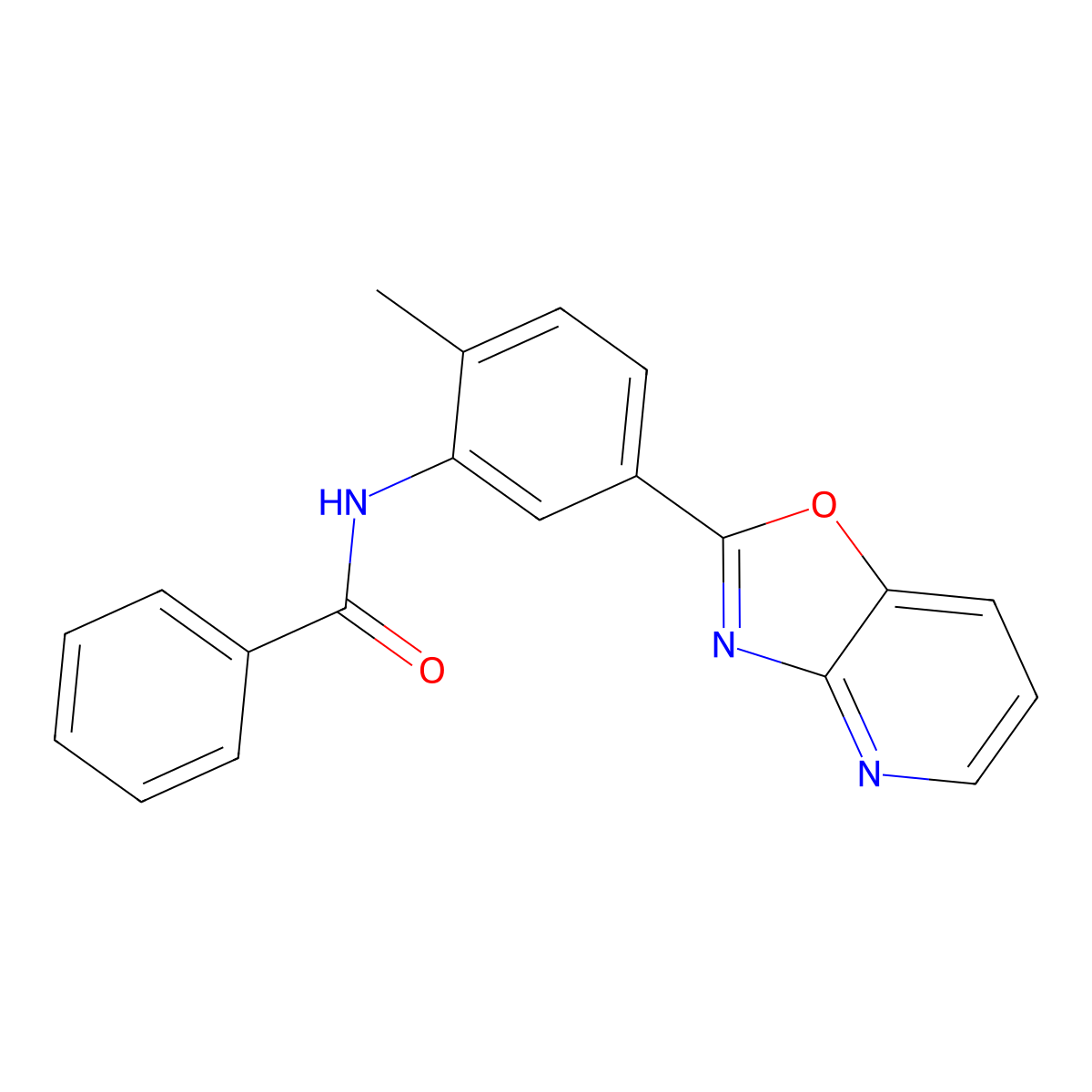 N-[2-methyl-5-([1,3]oxazolo[4,5-b]pyridin-2-yl)phenyl]benzamide molecular structure, CAS 303131-50-2