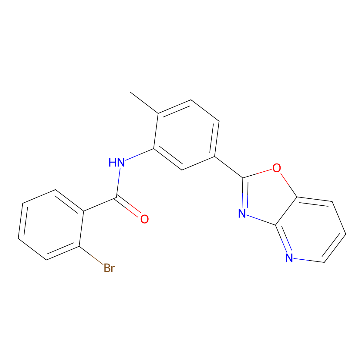 2-bromo-N-[2-methyl-5-([1,3]oxazolo[4,5-b]pyridin-2-yl)phenyl]benzamide molecular structure, CAS 303131-55-7