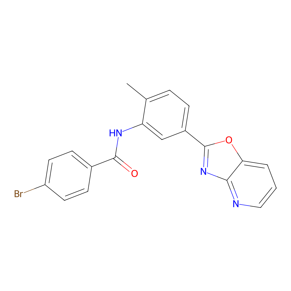 4-bromo-N-[2-methyl-5-([1,3]oxazolo[4,5-b]pyridin-2-yl)phenyl]benzamide molecular structure, CAS 303131-56-8