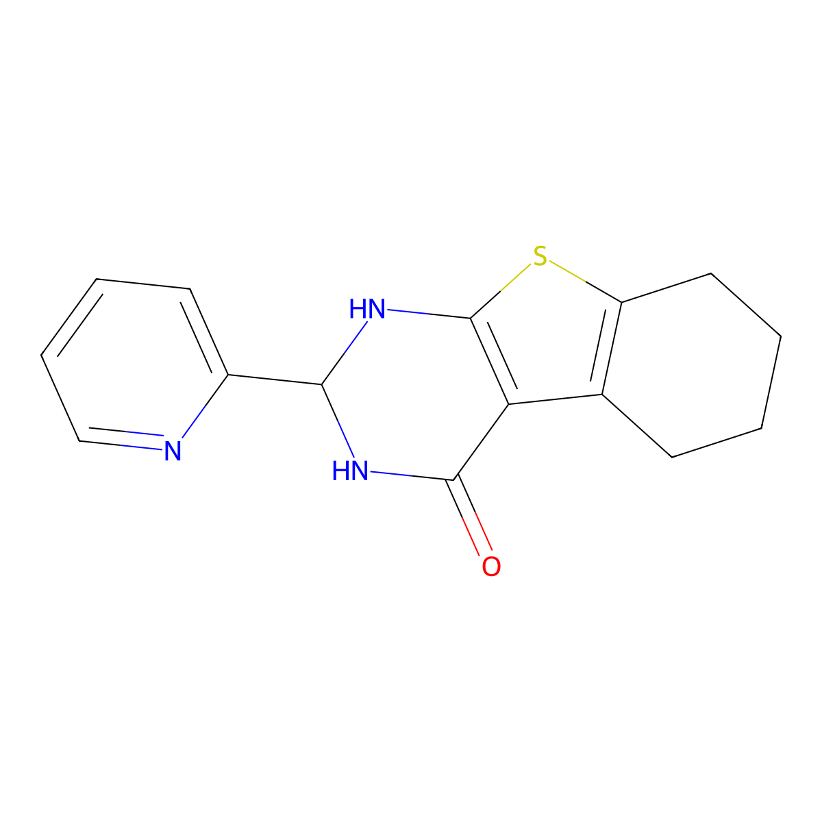 2-(pyridin-2-yl)-2,3,5,6,7,8-hexahydro[1]benzothieno[2,3-d]pyrimidin-4(1H)-one molecular structure, CAS 303132-12-9