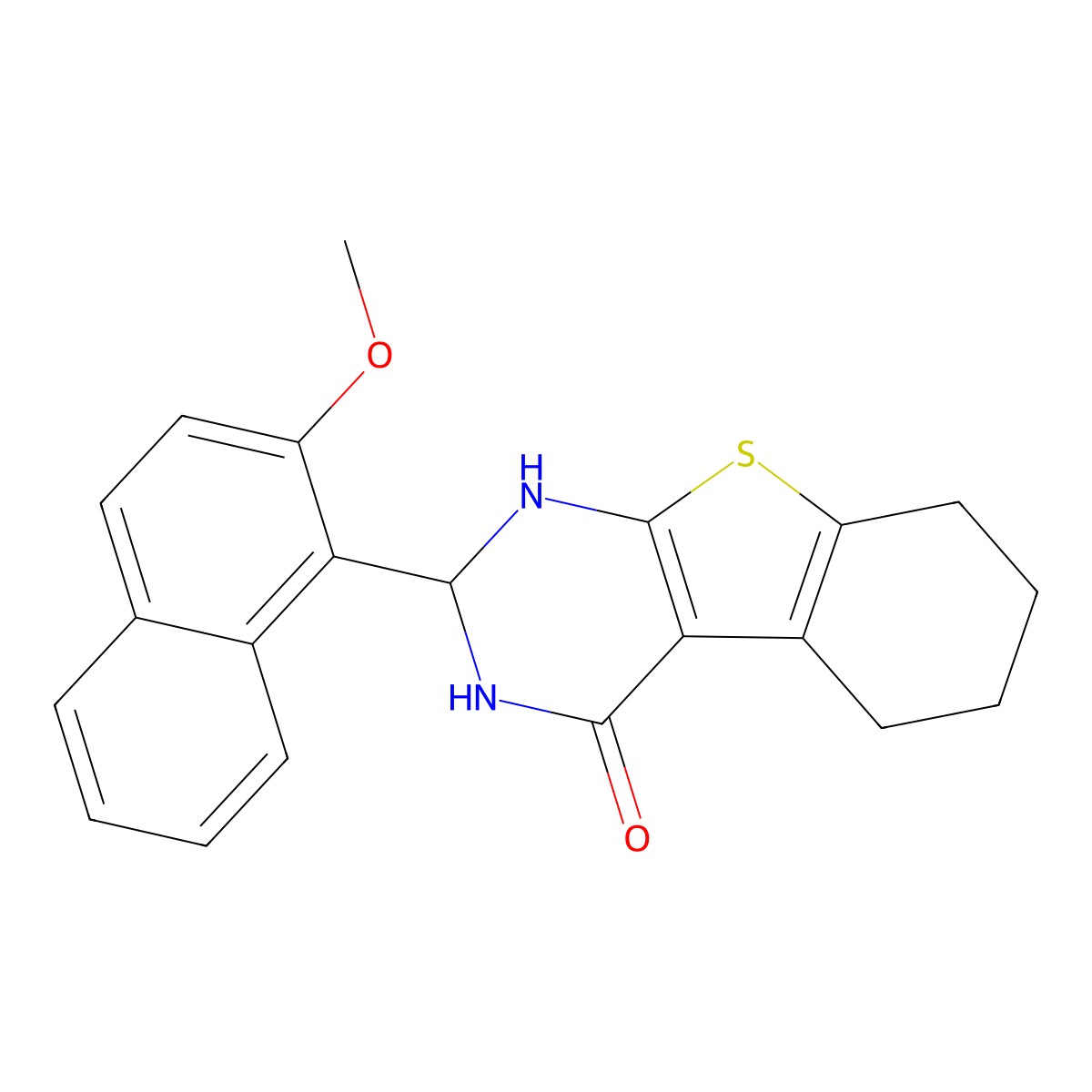 2-(2-methoxy-1-naphthyl)-2,3,5,6,7,8-hexahydro[1]benzothieno[2,3-d]pyrimidin-4(1H)-one molecular structure, CAS 303132-62-9