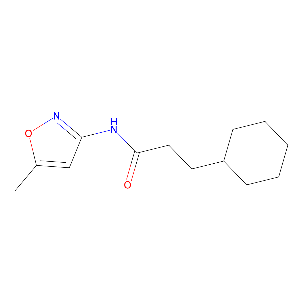 3-cyclohexyl-N-(5-methyl-1,2-oxazol-3-yl)propanamide molecular structure, CAS 303132-67-4