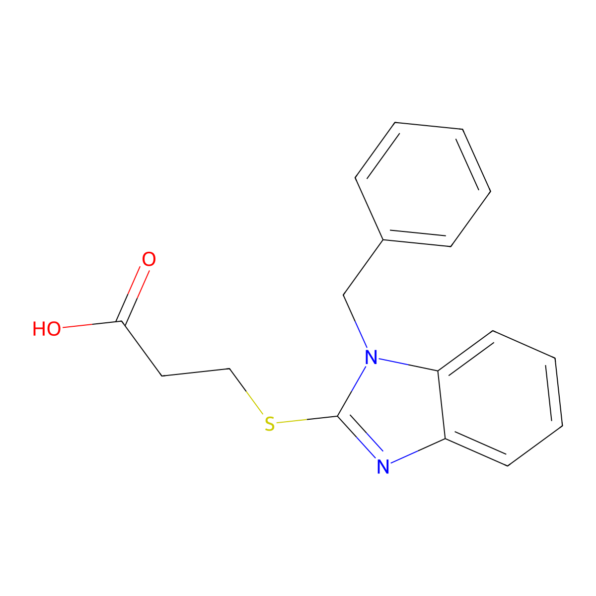 3-[(1-Benzyl-1H-benzimidazol-2-yl)thio]-propanoic acid molecular structure, CAS 303132-83-4
