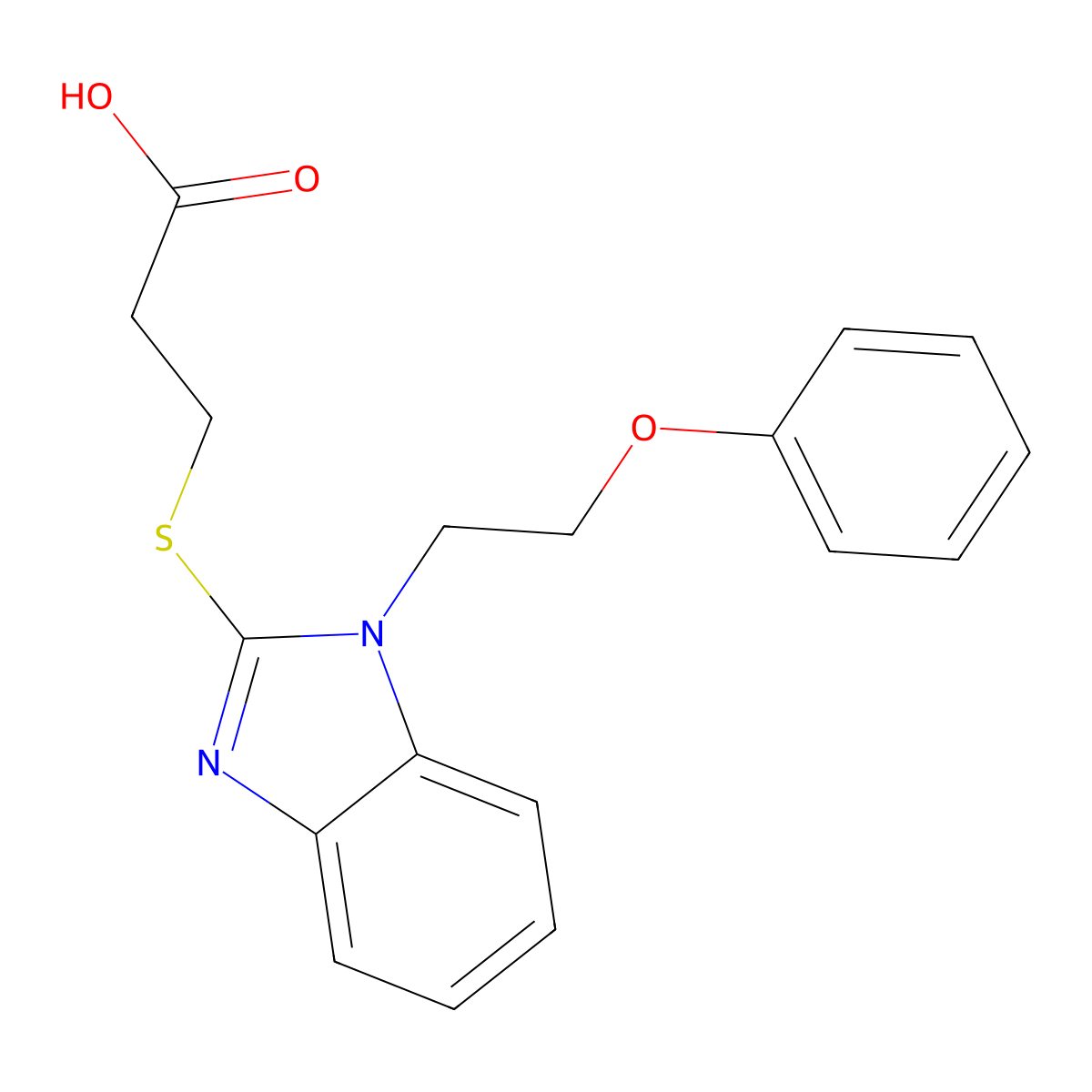 3-{[1-(2-Phenoxyethyl)-1H-benzimidazol-2-yl]-thio}propanoic acid molecular structure, CAS 303132-91-4