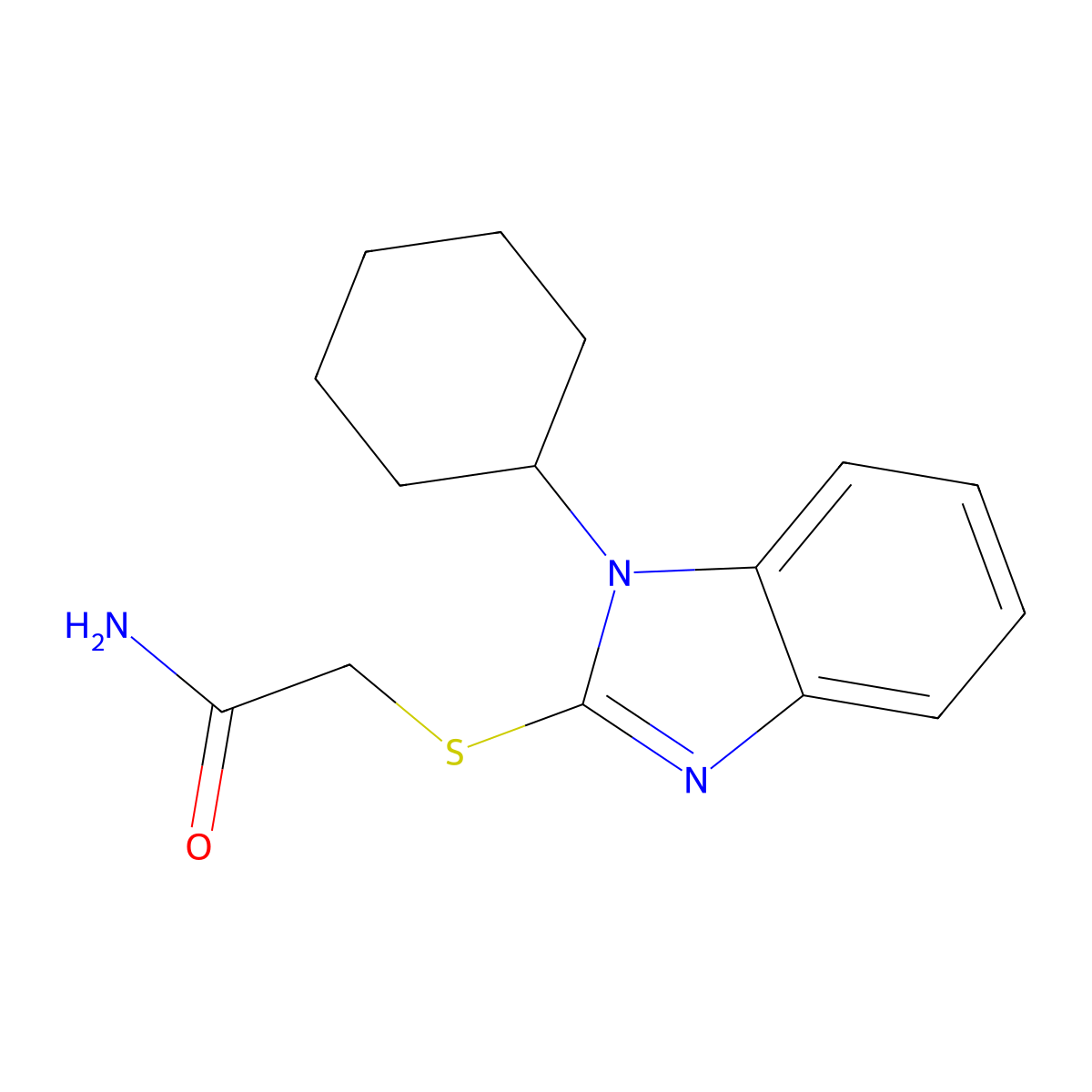 2-[(1-cyclohexyl-1H-benzimidazol-2-yl)sulfanyl]acetamide molecular structure, CAS 303133-08-6