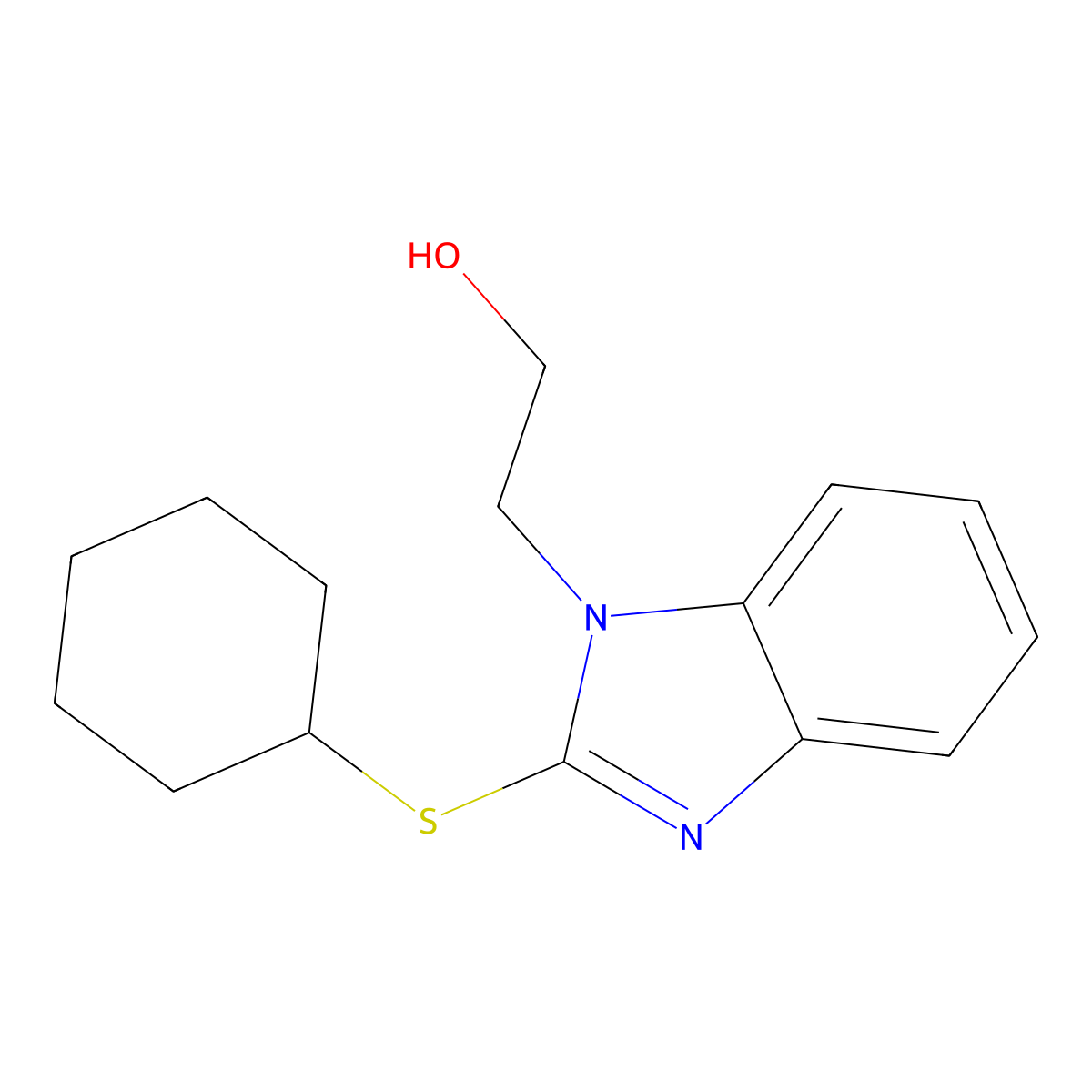 2-(2-Cyclohexylsulfanylbenzimidazol-1-yl)ethanol molecular structure, CAS 303133-16-6