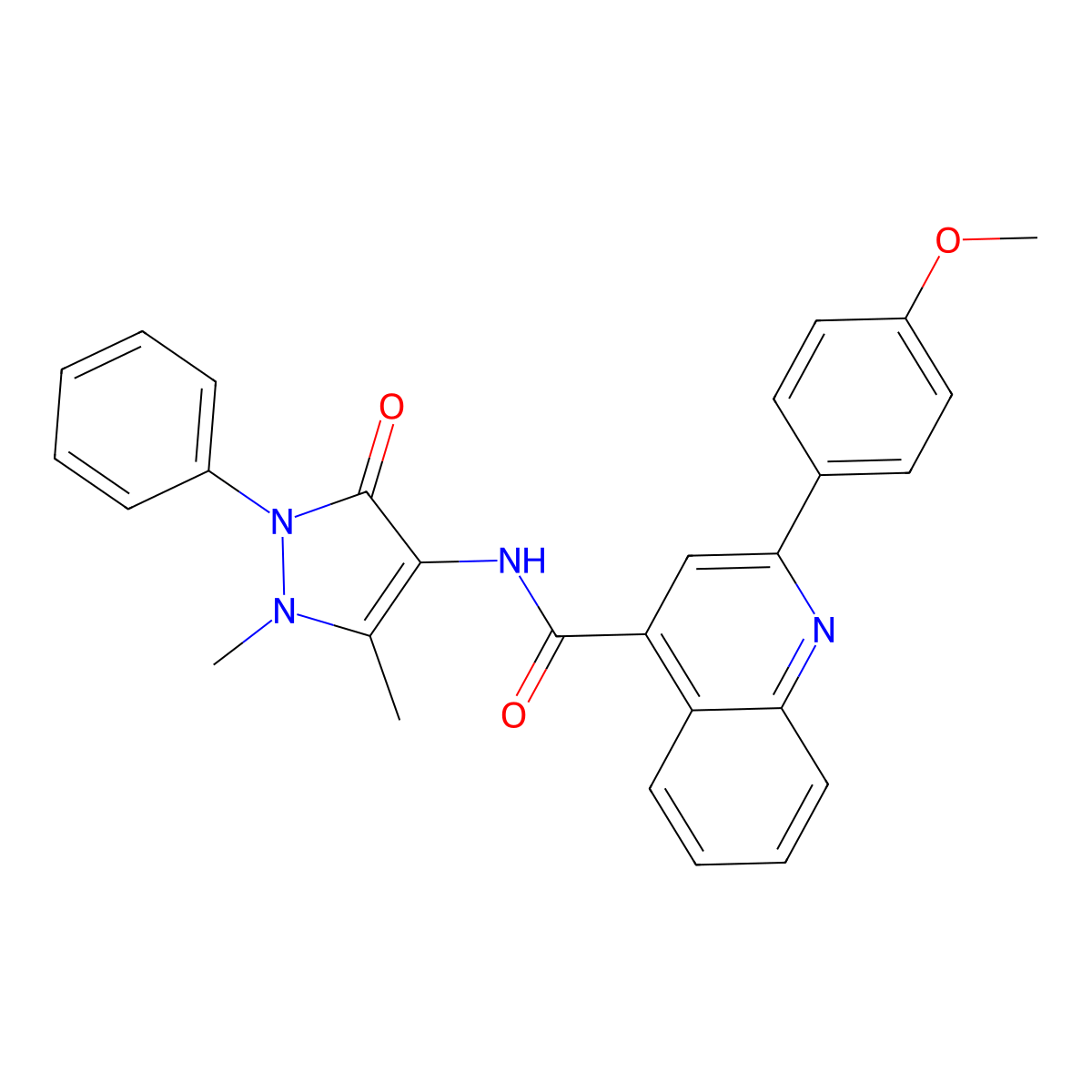 N-(1,5-dimethyl-3-oxo-2-phenyl-2,3-dihydro-1H-pyrazol-4-yl)-2-(4-methoxyphenyl)quinoline-4-carboxamide molecular structure, CAS 303133-48-4