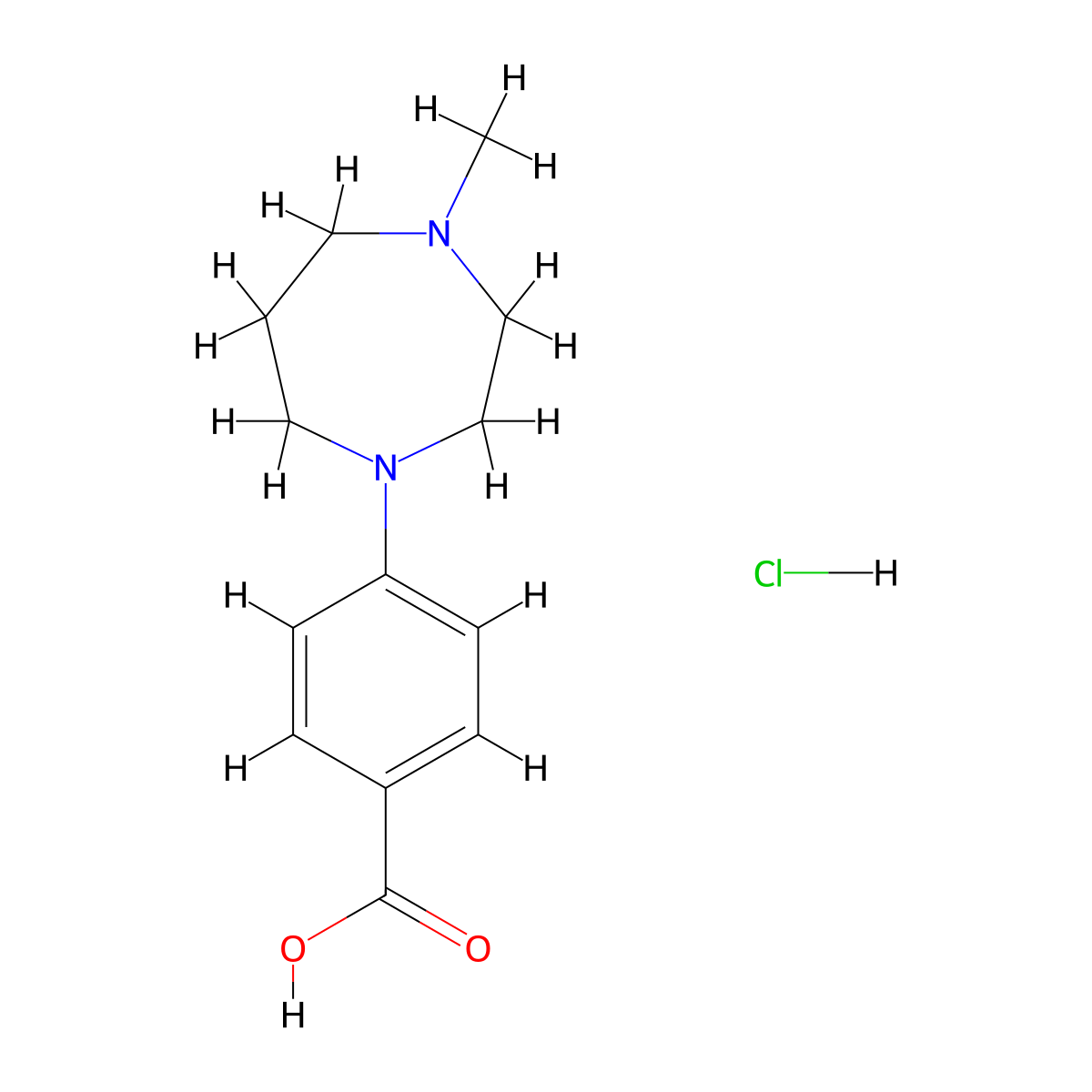 4-(4-Methyl-1,4-diazepan-1-yl)benzoic acid hydrochloride molecular structure, CAS 303134-03-4
