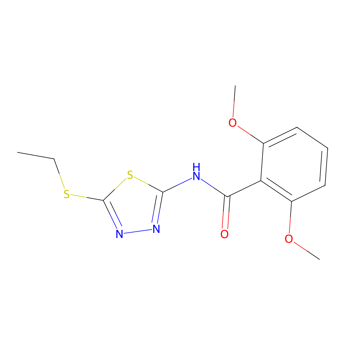 N-[5-(ethylsulfanyl)-1,3,4-thiadiazol-2-yl]-2,6-dimethoxybenzamide molecular structure, CAS 303134-24-9