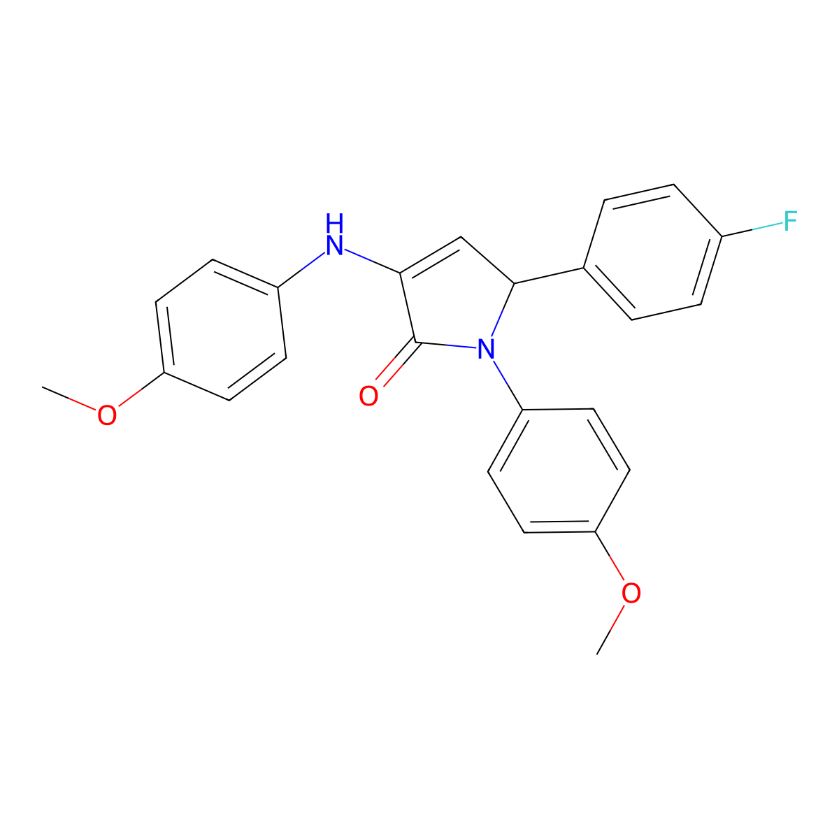 2-(4-fluorophenyl)-4-(4-methoxyanilino)-1-(4-methoxyphenyl)-2H-pyrrol-5-one molecular structure, CAS 303134-40-9