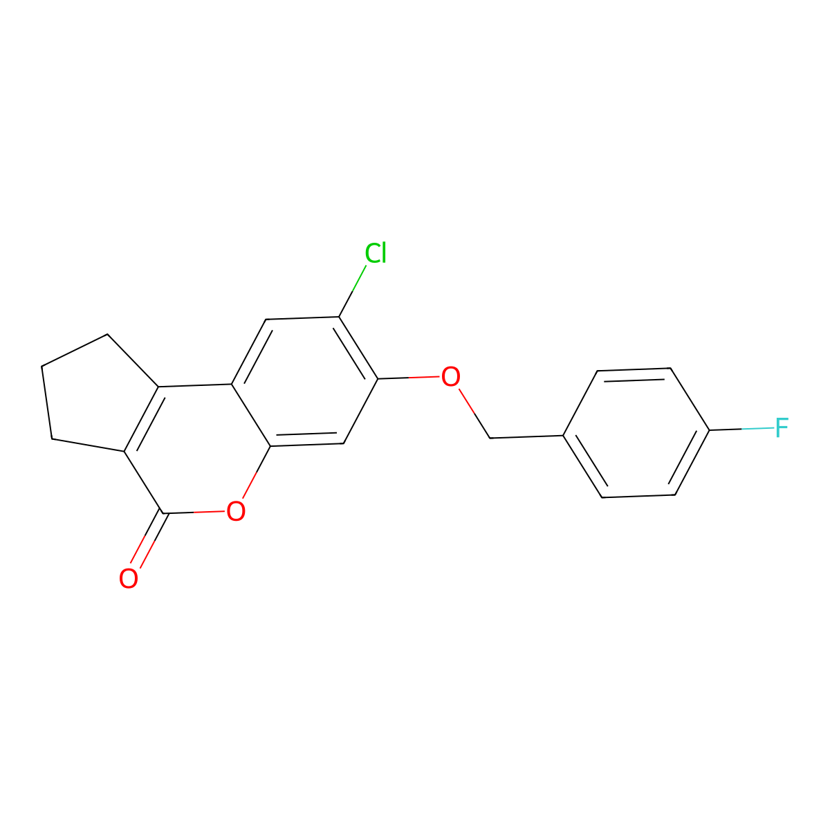 8-chloro-7-[(4-fluorobenzyl)oxy]-2,3-dihydrocyclopenta[c]chromen-4(1H)-one molecular structure, CAS 303134-64-7