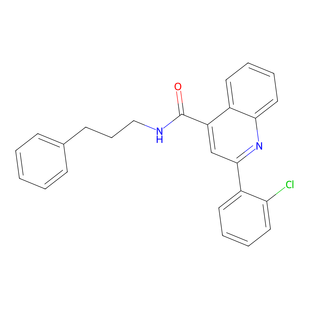 2-(2-chlorophenyl)-N-(3-phenylpropyl)quinoline-4-carboxamide molecular structure, CAS 303134-83-0
