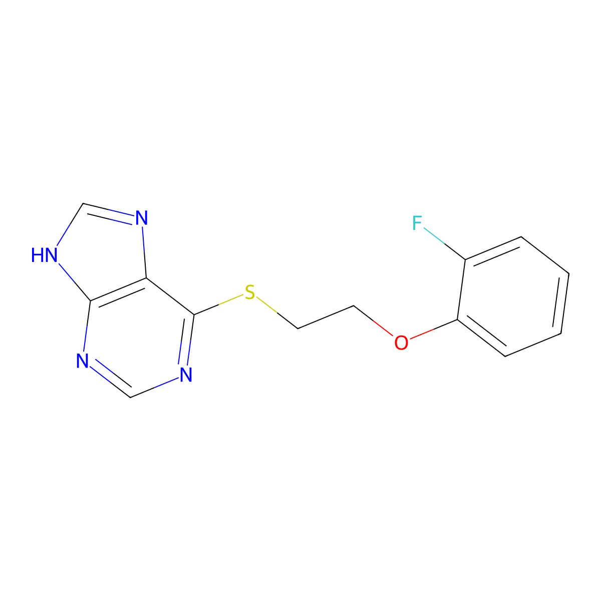 2-fluorophenyl 2-(9H-purin-6-ylsulfanyl)ethyl ether molecular structure, CAS 303134-96-5