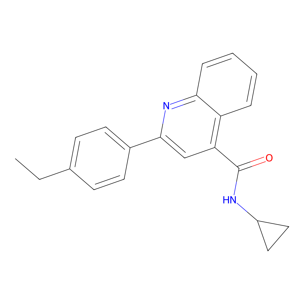 N-cyclopropyl-2-(4-ethylphenyl)quinoline-4-carboxamide molecular structure, CAS 303135-31-1