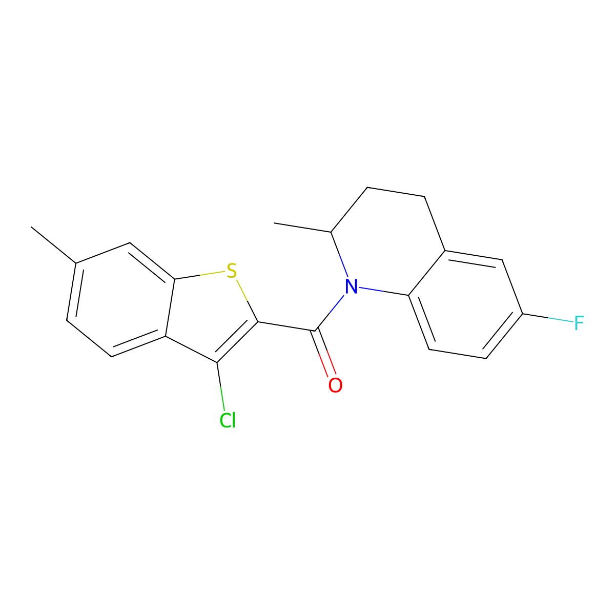 (3-chloro-6-methyl-1-benzothiophen-2-yl)(6-fluoro-2-methyl-3,4-dihydroquinolin-1(2H)-yl)methanone molecular structure, CAS 303135-72-0