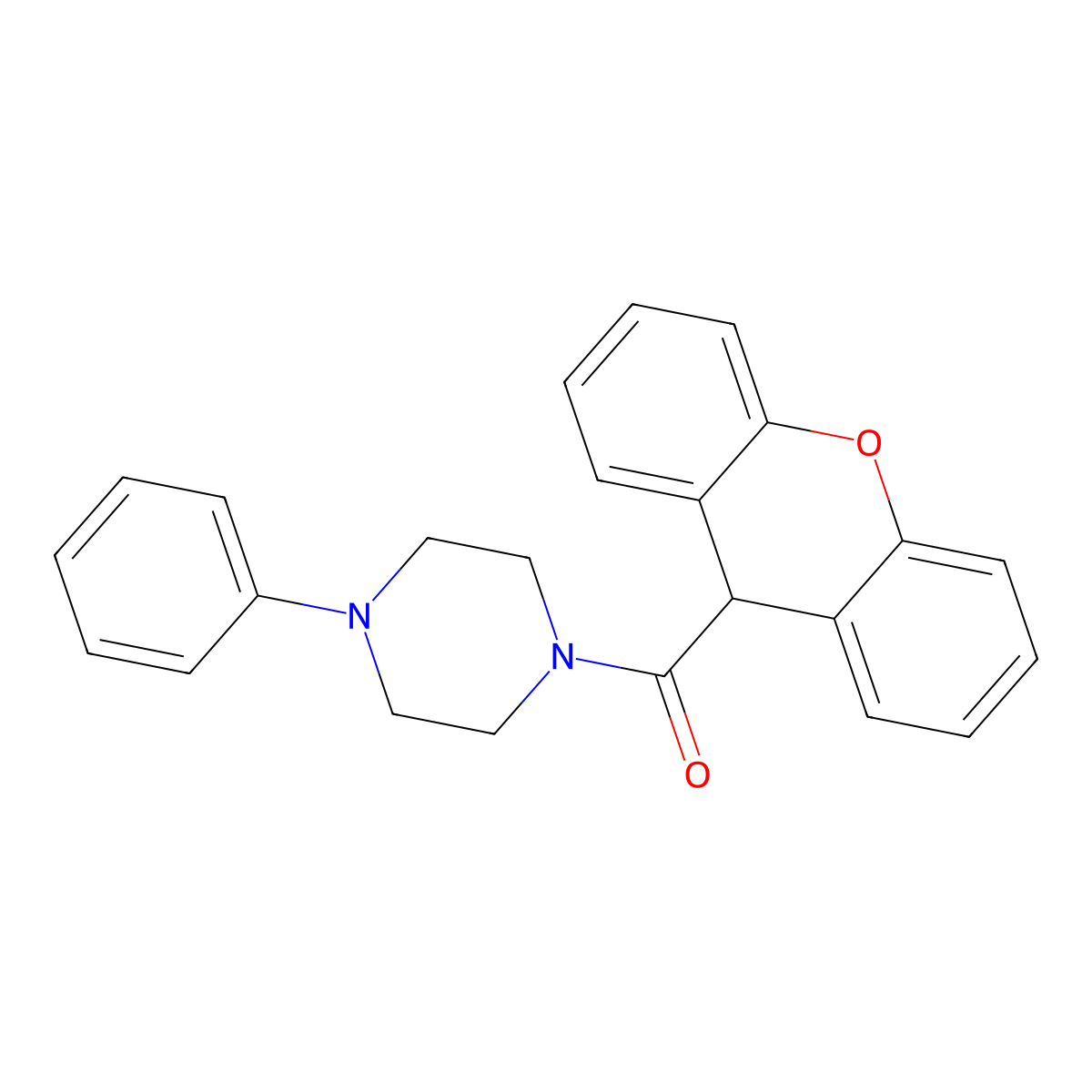 1-phenyl-4-(9H-xanthen-9-ylcarbonyl)piperazine molecular structure, CAS 303135-91-3