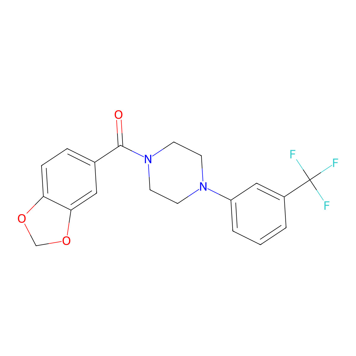 Benzo[1,3]dioxol-5-yl-[4-(3-trifluoromethyl-phenyl)-piperazin-1-yl]-methanone molecular structure, CAS 303135-93-5