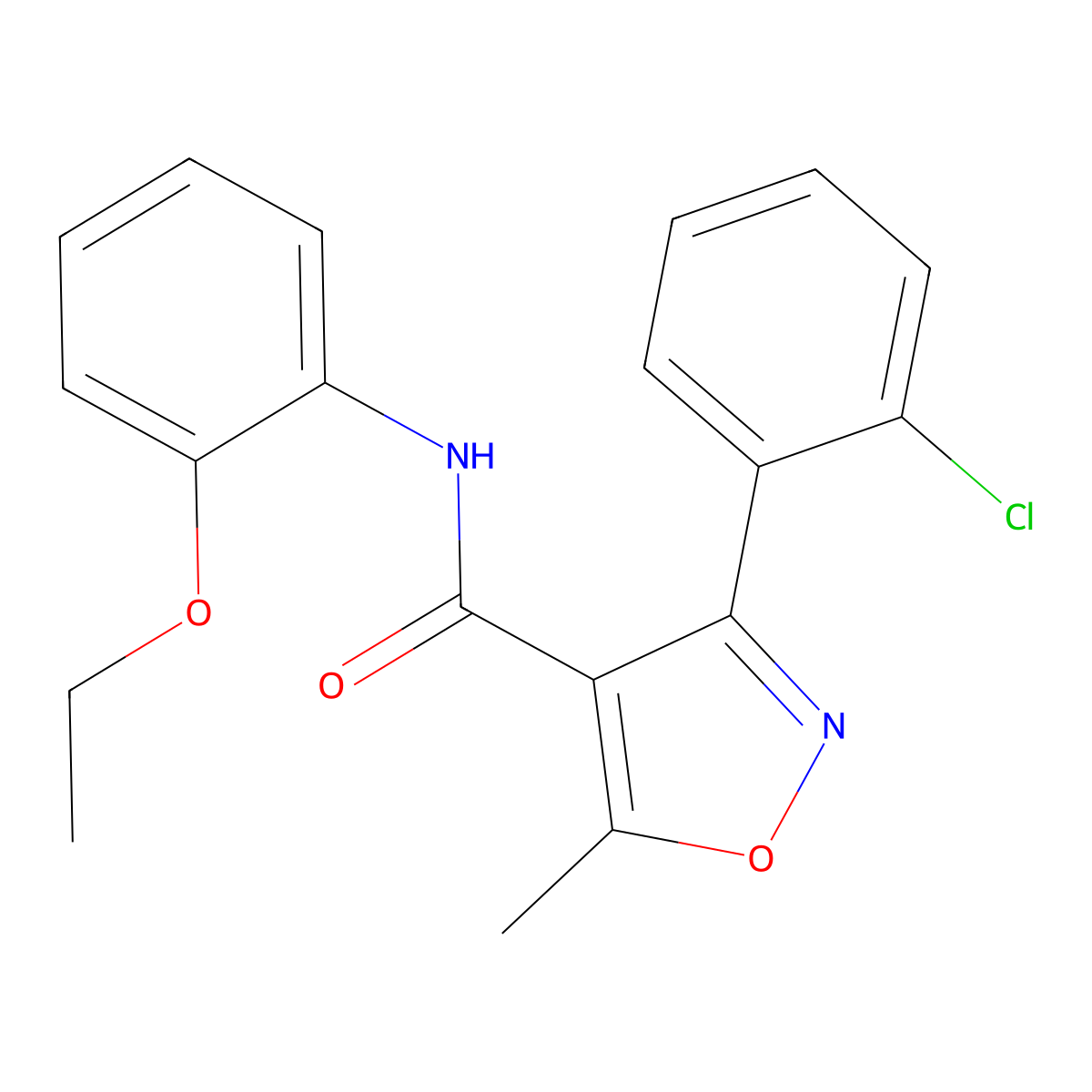 3-(2-chlorophenyl)-N-(2-ethoxyphenyl)-5-methyl-1,2-oxazole-4-carboxamide molecular structure, CAS 303136-02-9