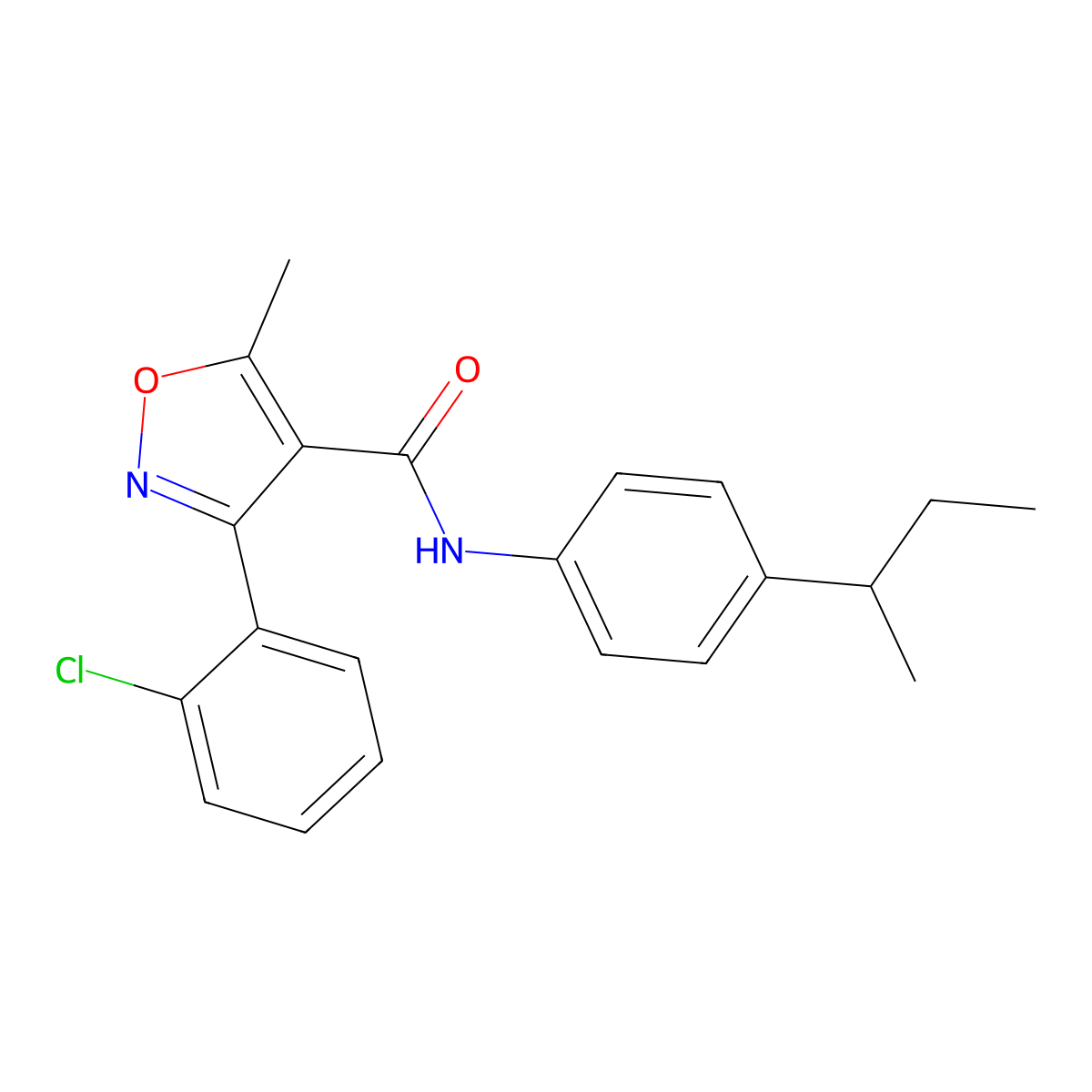 N-(4-butan-2-ylphenyl)-3-(2-chlorophenyl)-5-methyl-1,2-oxazole-4-carboxamide molecular structure, CAS 303136-08-5