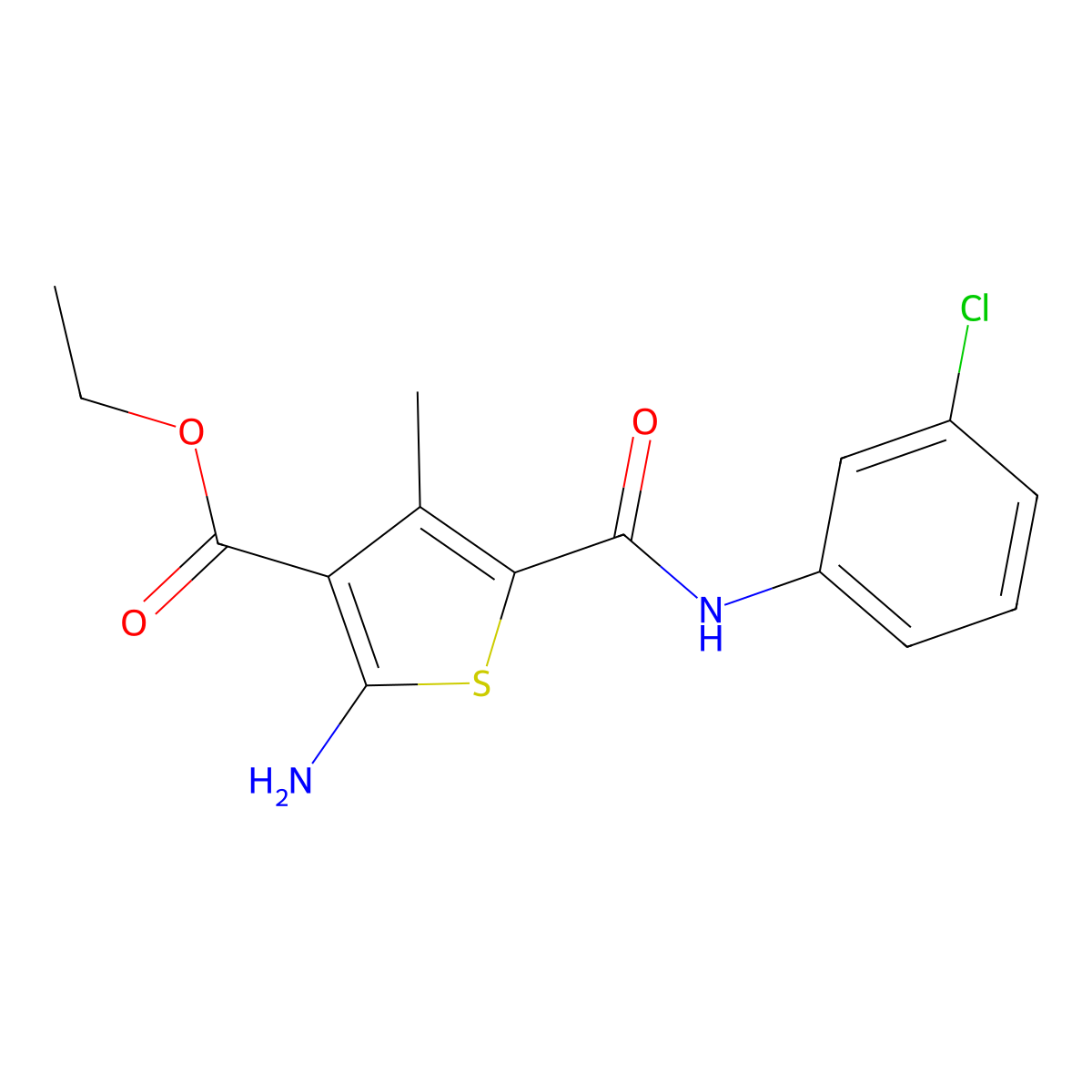 Ethyl 2-amino-5-[(3-chlorophenyl)carbamoyl]-4-methylthiophene-3-carboxylate molecular structure, CAS 303136-20-1