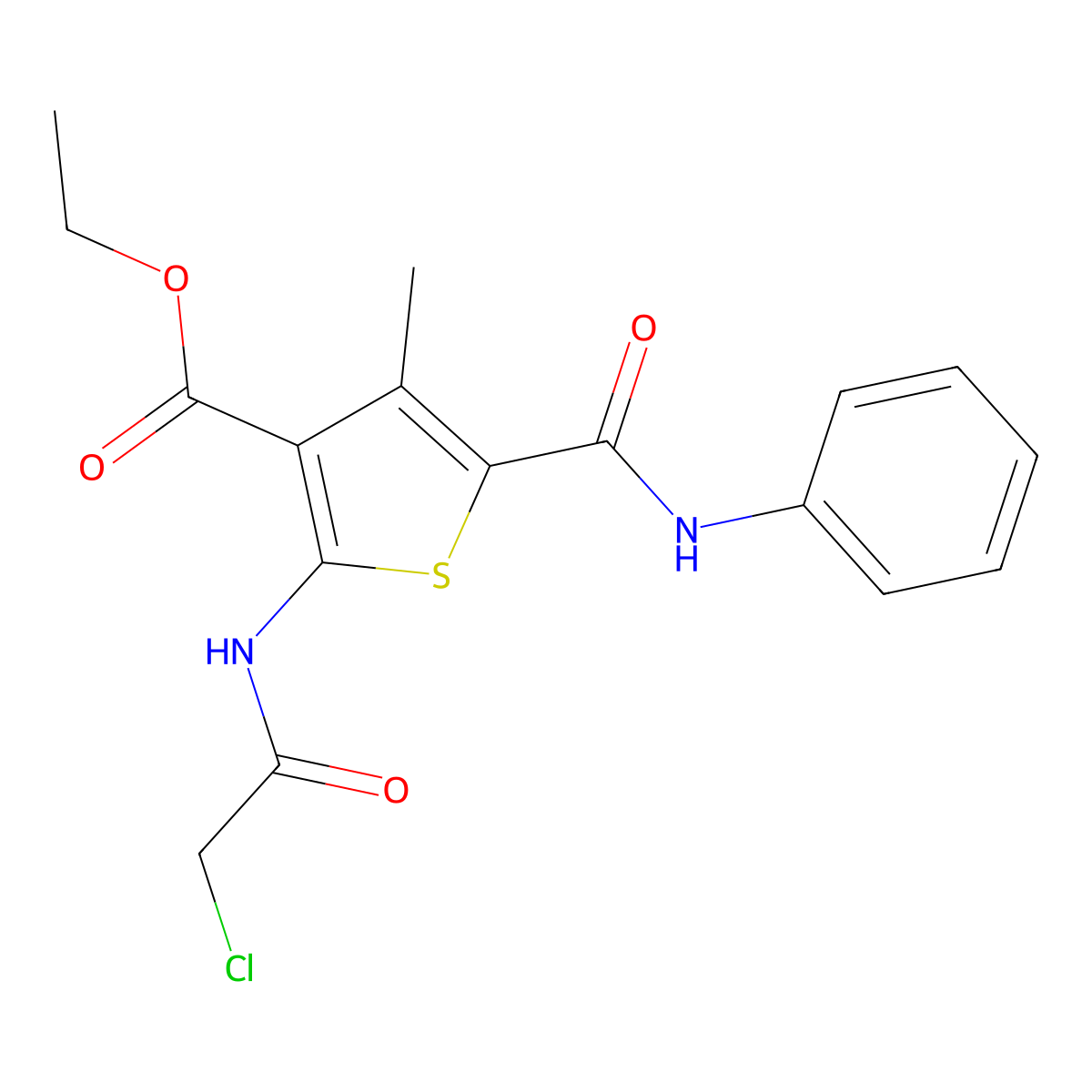Ethyl 2-(2-chloroacetamido)-4-methyl-5-(phenylcarbamoyl)thiophene-3-carboxylate molecular structure, CAS 303136-32-5