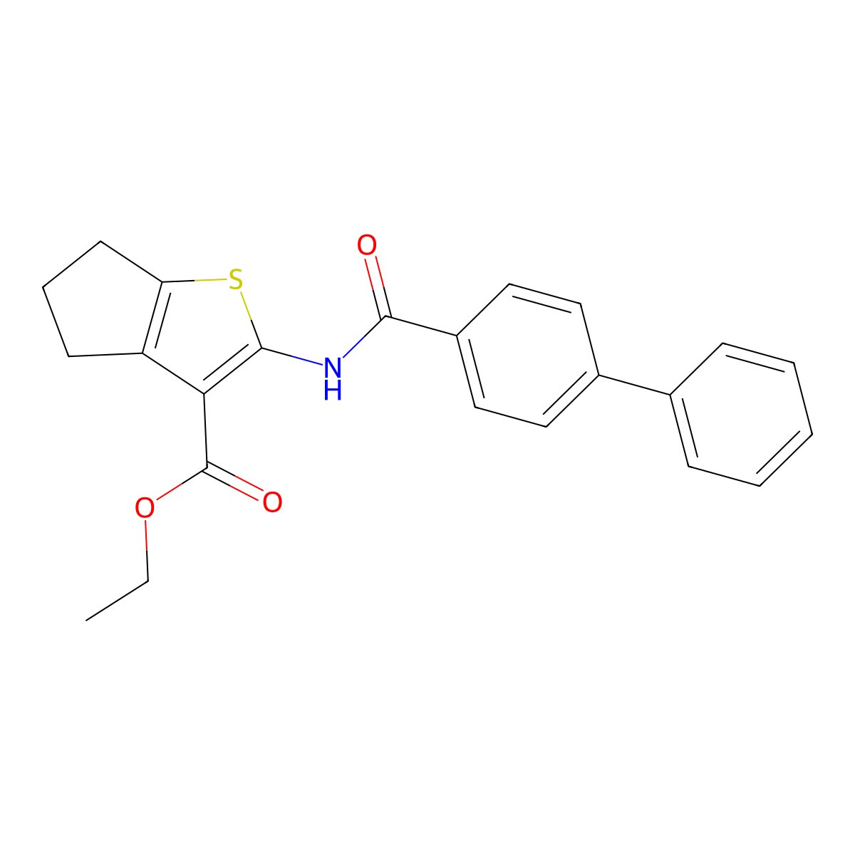 ethyl 2-[(4-phenylbenzoyl)amino]-5,6-dihydro-4H-cyclopenta[b]thiophene-3-carboxylate molecular structure, CAS 303136-36-9