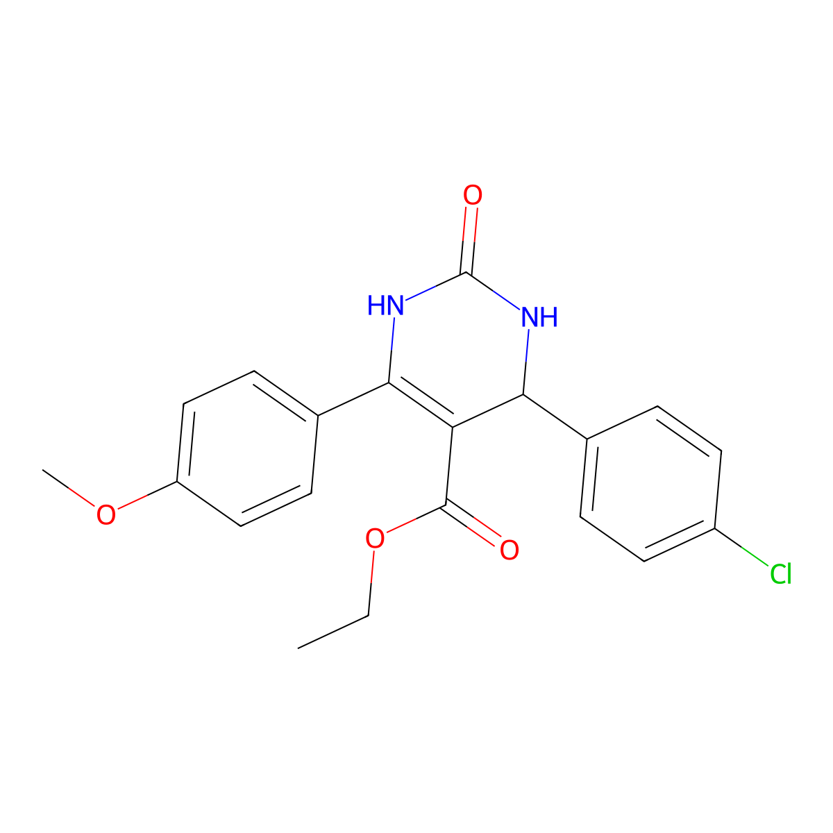 Ethyl 4-(4-chlorophenyl)-6-(4-methoxyphenyl)-2-oxo-1,2,3,4-tetrahydro-5-pyrimidinecarboxylate molecular structure, CAS 303136-50-7