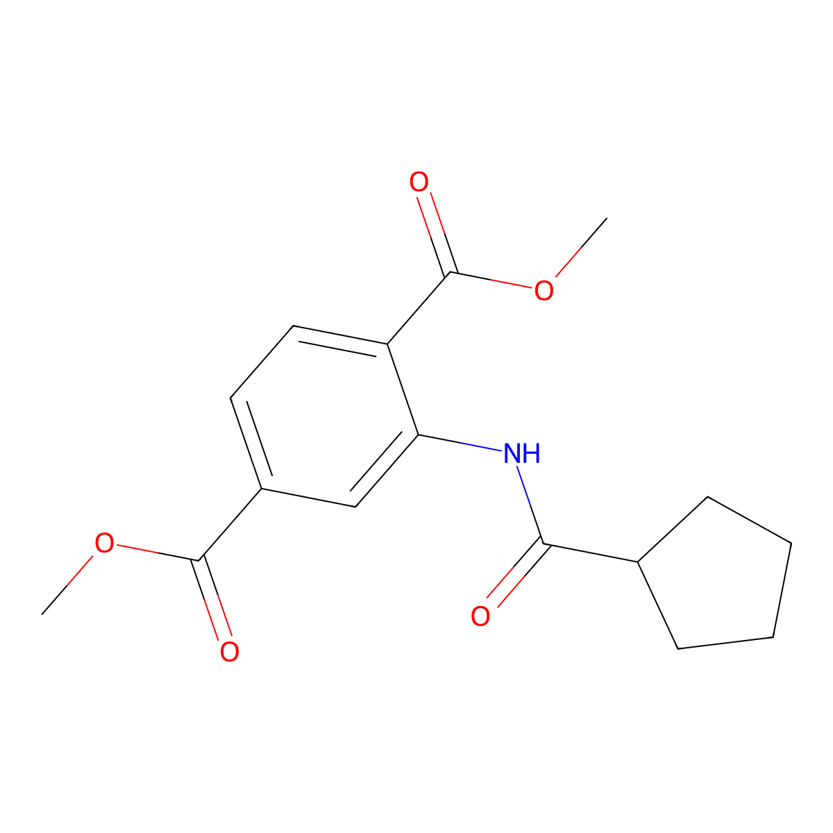 Dimethyl 2-[(cyclopentylcarbonyl)amino]terephthalate molecular structure, CAS 303136-51-8