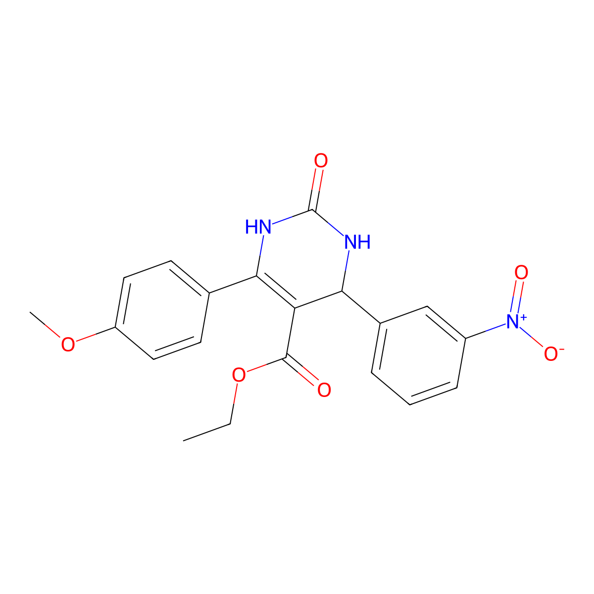 Ethyl 6-(4-methoxyphenyl)-4-(3-nitrophenyl)-2-oxo-1,2,3,4-tetrahydropyrimidine-5-carboxylate molecular structure, CAS 303136-59-6