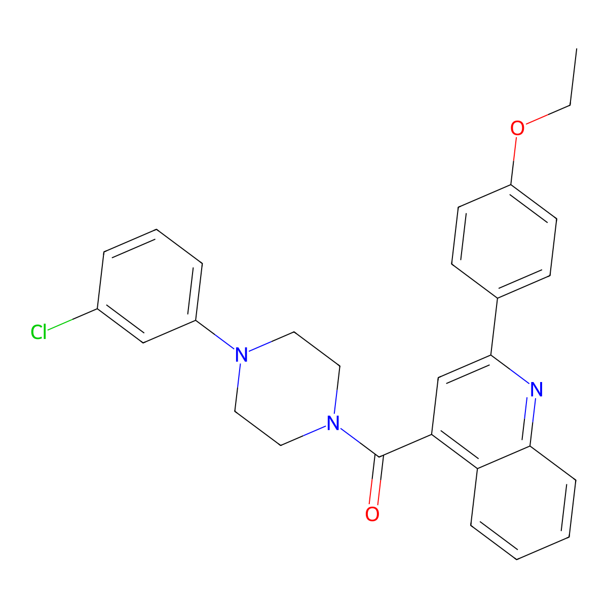 [4-(3-Chlorophenyl)piperazin-1-yl]-[2-(4-ethoxyphenyl)quinolin-4-yl]methanone molecular structure, CAS 303136-60-9
