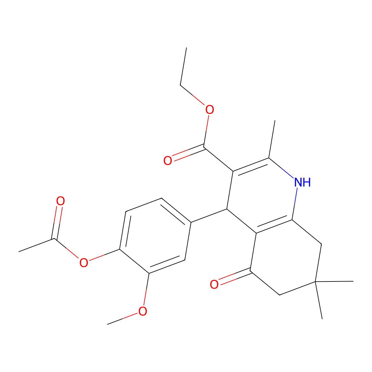 Ethyl 4-[4-(acetyloxy)-3-methoxyphenyl]-2,7,7-trimethyl-5-oxo-1,4,5,6,7,8-hexahydroquinoline-3-carboxylate molecular structure, CAS 303136-65-4