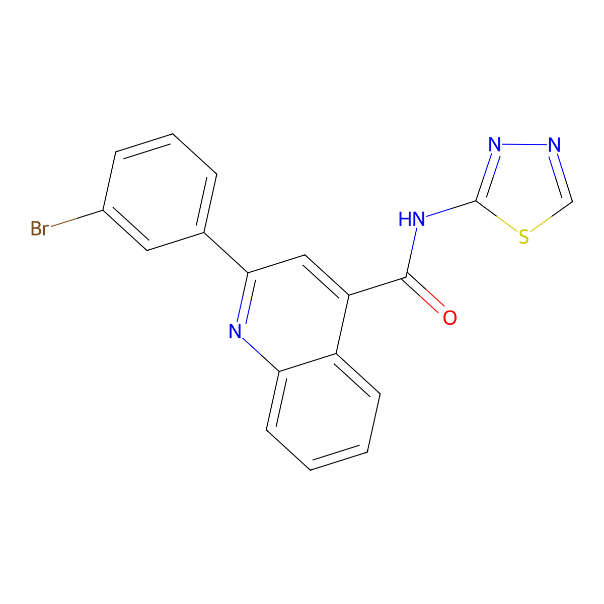 2-(3-bromophenyl)-N-(1,3,4-thiadiazol-2-yl)quinoline-4-carboxamide molecular structure, CAS 303136-76-7