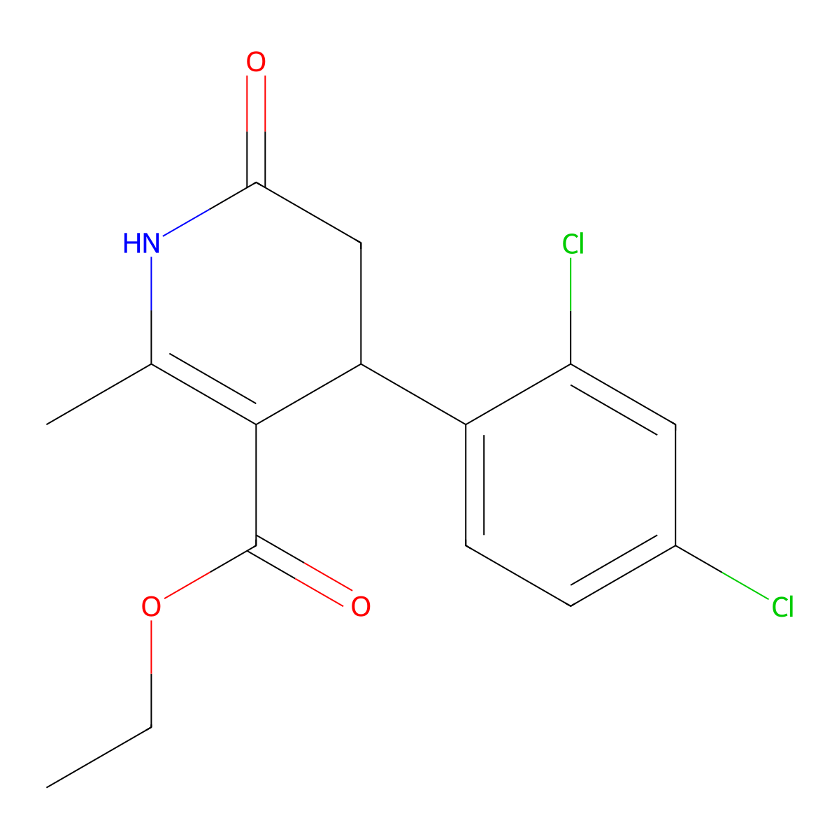 Ethyl 4-(2,4-dichlorophenyl)-2-methyl-6-oxo-1,4,5,6-tetrahydropyridine-3-carboxylate molecular structure, CAS 303136-96-1