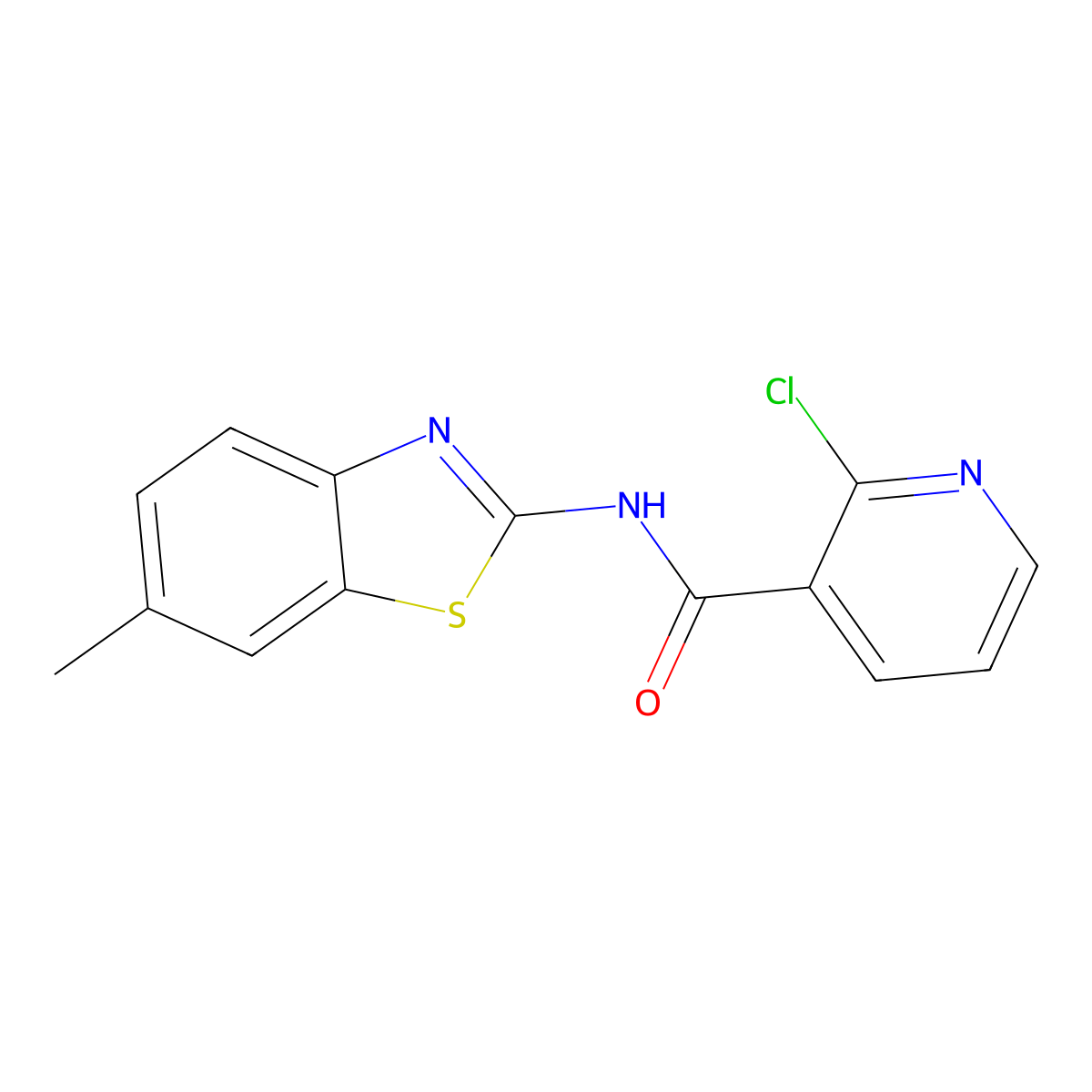 2-chloro-N-(6-methyl-1,3-benzothiazol-2-yl)pyridine-3-carboxamide molecular structure, CAS 303136-97-2