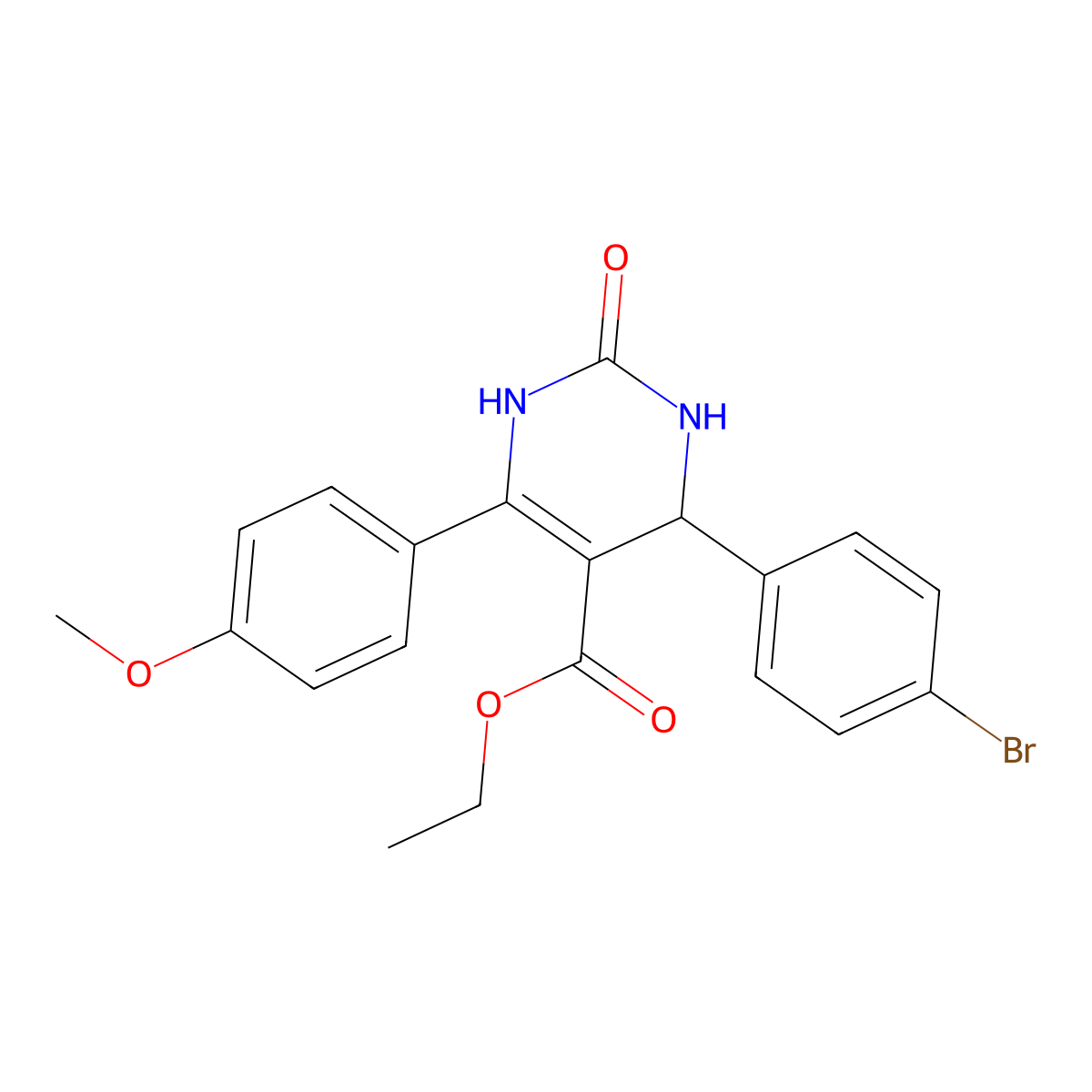 Ethyl 4-(4-bromophenyl)-6-(4-methoxyphenyl)-2-oxo-1,2,3,4-tetrahydropyrimidine-5-carboxylate molecular structure, CAS 303136-98-3