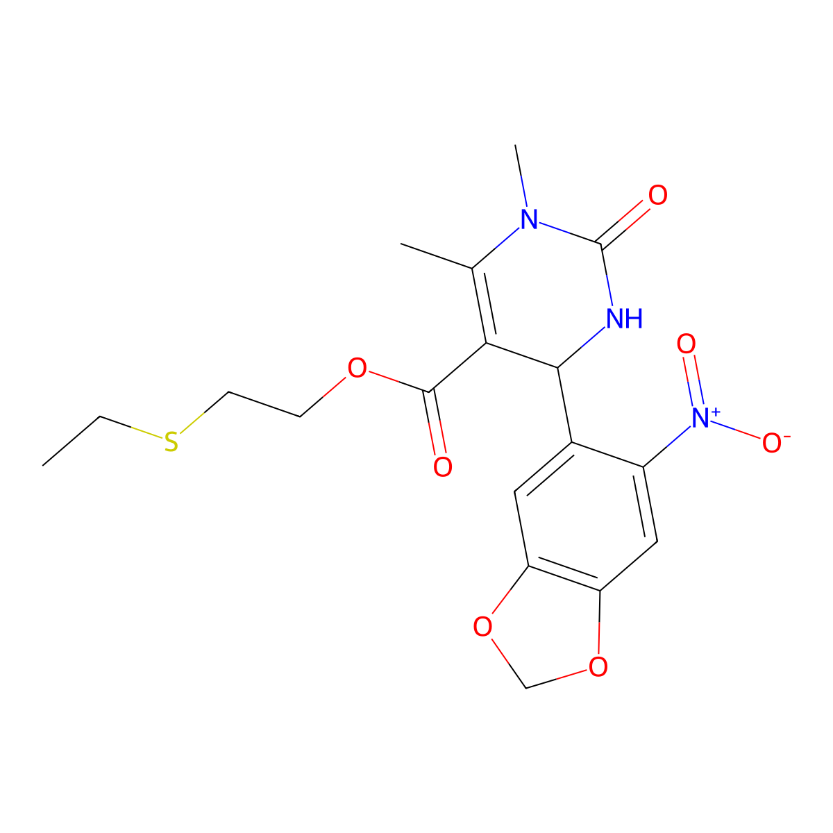 2-(Ethylsulfanyl)ethyl 1,6-dimethyl-4-(6-nitro-1,3-benzodioxol-5-yl)-2-oxo-1,2,3,4-tetrahydropyrimidine-5-carboxylate molecular structure, CAS 303137-04-4