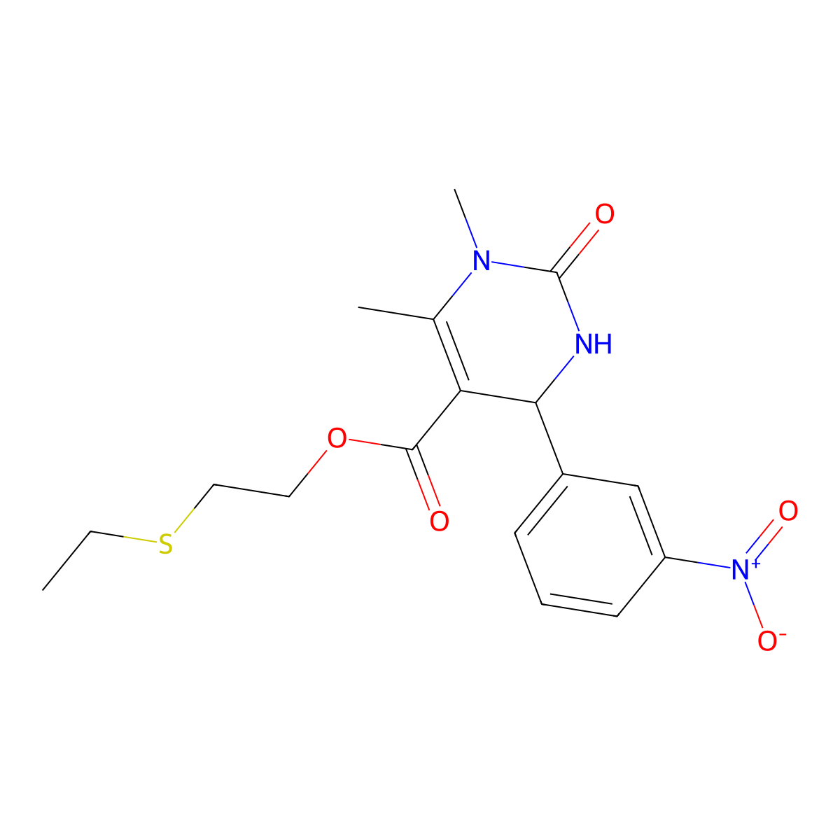 2-(Ethylsulfanyl)ethyl 1,6-dimethyl-4-(3-nitrophenyl)-2-oxo-1,2,3,4-tetrahydropyrimidine-5-carboxylate molecular structure, CAS 303137-07-7