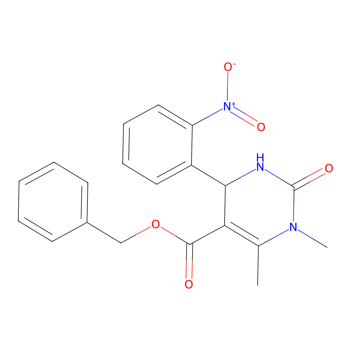 Benzyl 1,6-dimethyl-4-(2-nitrophenyl)-2-oxo-1,2,3,4-tetrahydropyrimidine-5-carboxylate molecular structure, CAS 303137-12-4