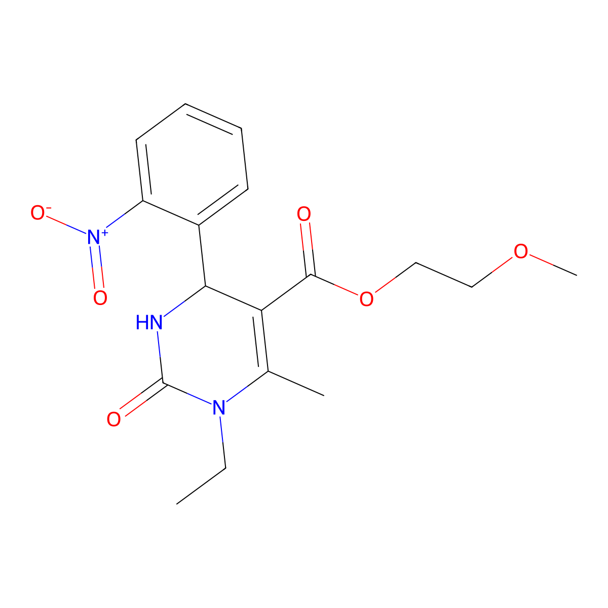 2-Methoxyethyl 1-ethyl-4-{2-nitrophenyl}-6-methyl-2-oxo-1,2,3,4-tetrahydro-5-pyrimidinecarboxylate molecular structure, CAS 303137-17-9
