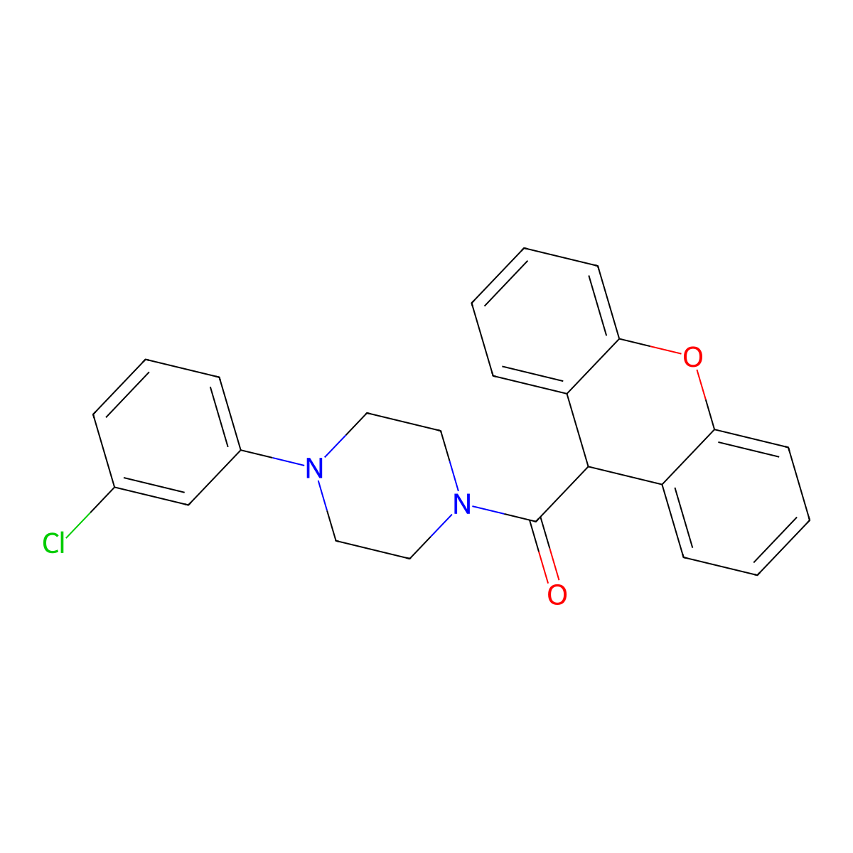 [4-(3-chlorophenyl)piperazin-1-yl]-(9H-xanthen-9-yl)methanone molecular structure, CAS 303137-22-6