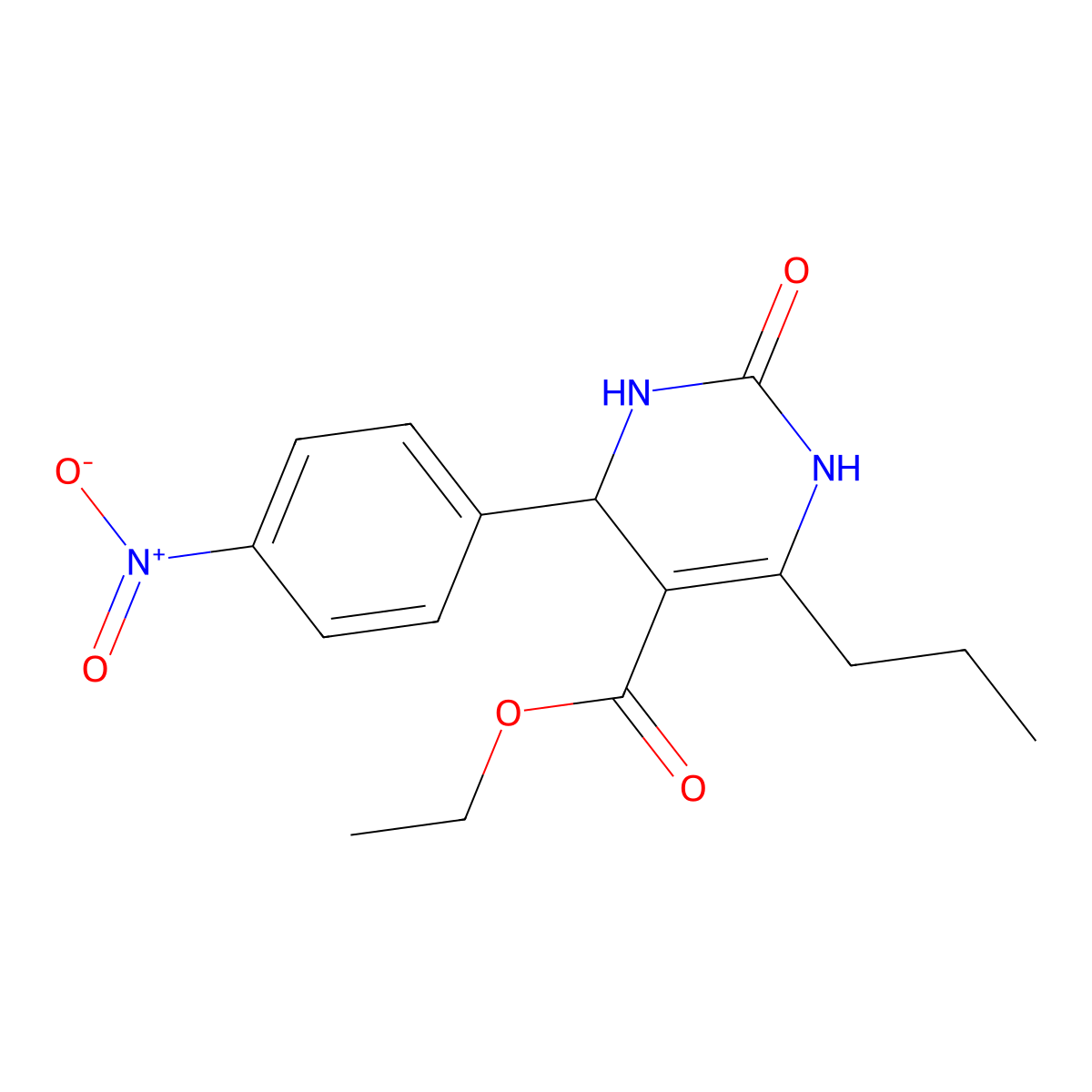 Ethyl 4-(4-nitrophenyl)-2-oxo-6-propyl-1,2,3,4-tetrahydropyrimidine-5-carboxylate molecular structure, CAS 303137-50-0