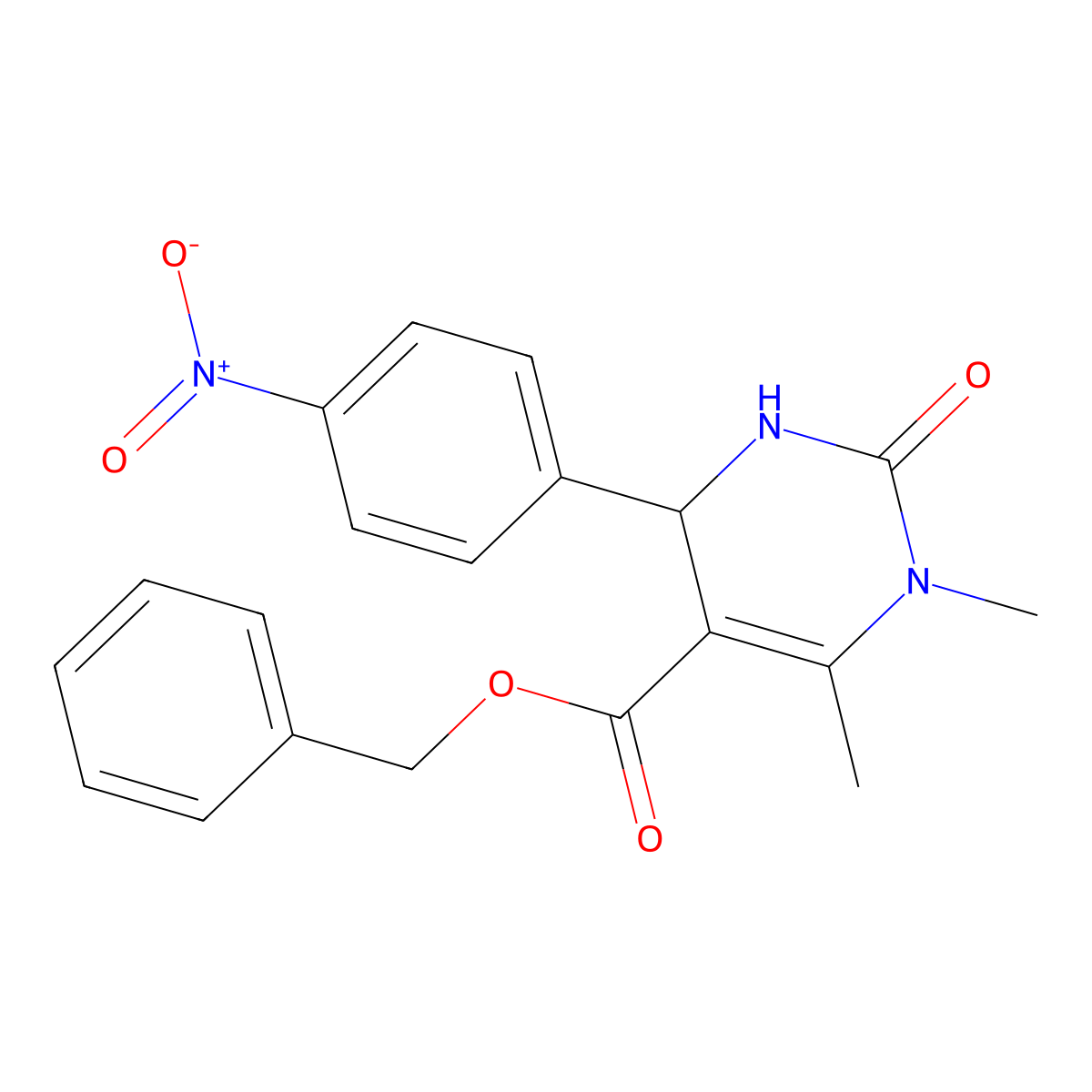 Benzyl 1,6-dimethyl-4-(4-nitrophenyl)-2-oxo-1,2,3,4-tetrahydropyrimidine-5-carboxylate molecular structure, CAS 303137-54-4