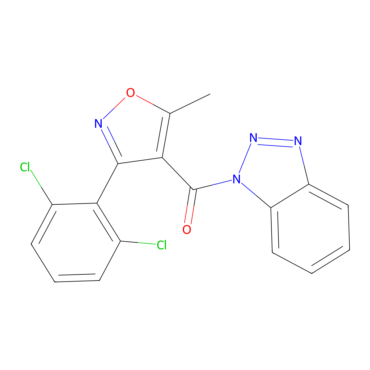 Benzotriazol-1-yl-[3-(2,6-dichlorophenyl)-5-methyl-1,2-oxazol-4-yl]methanone molecular structure, CAS 303137-67-9