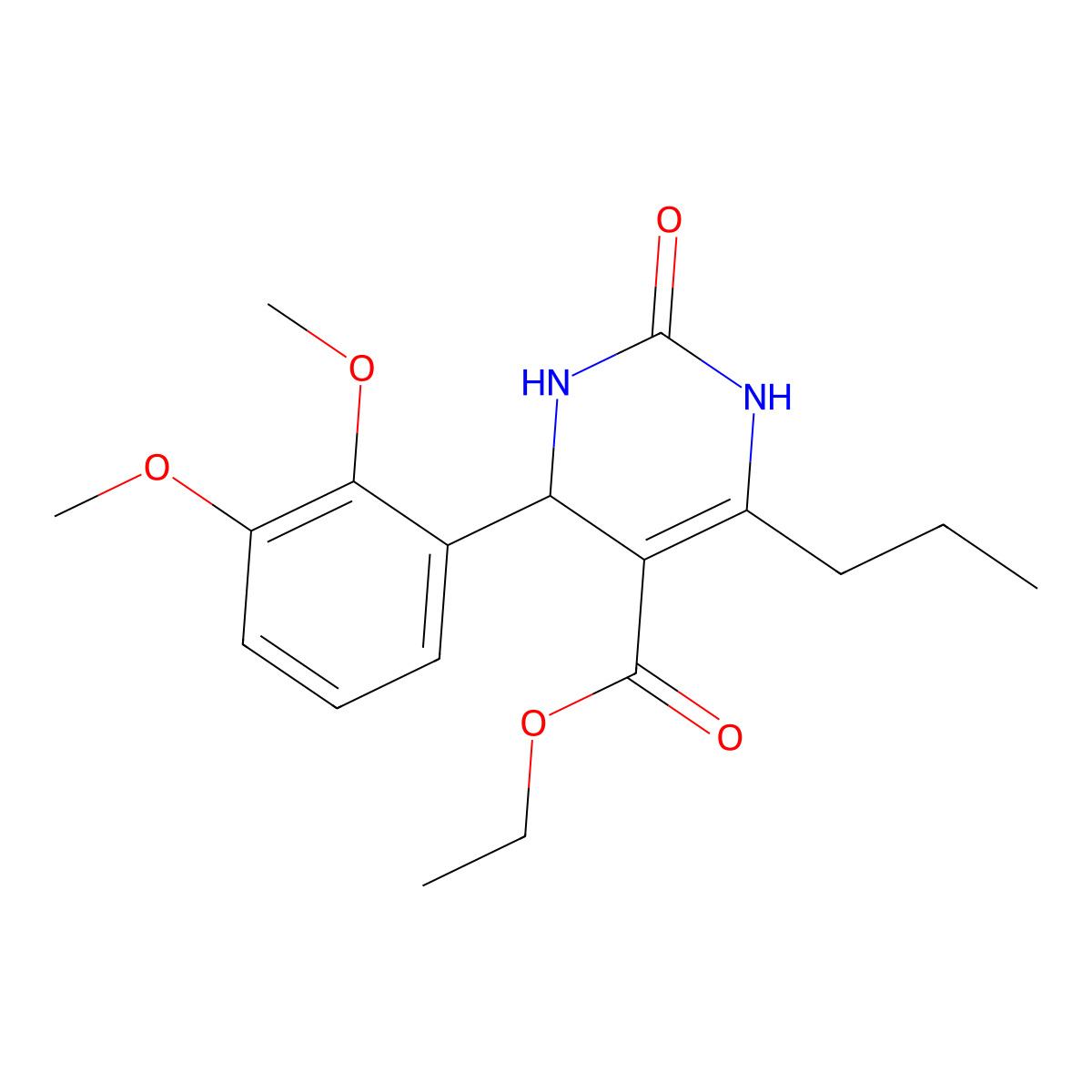 Ethyl 4-(2,3-dimethoxyphenyl)-2-oxo-6-propyl-1,2,3,4-tetrahydropyrimidine-5-carboxylate molecular structure, CAS 303137-72-6