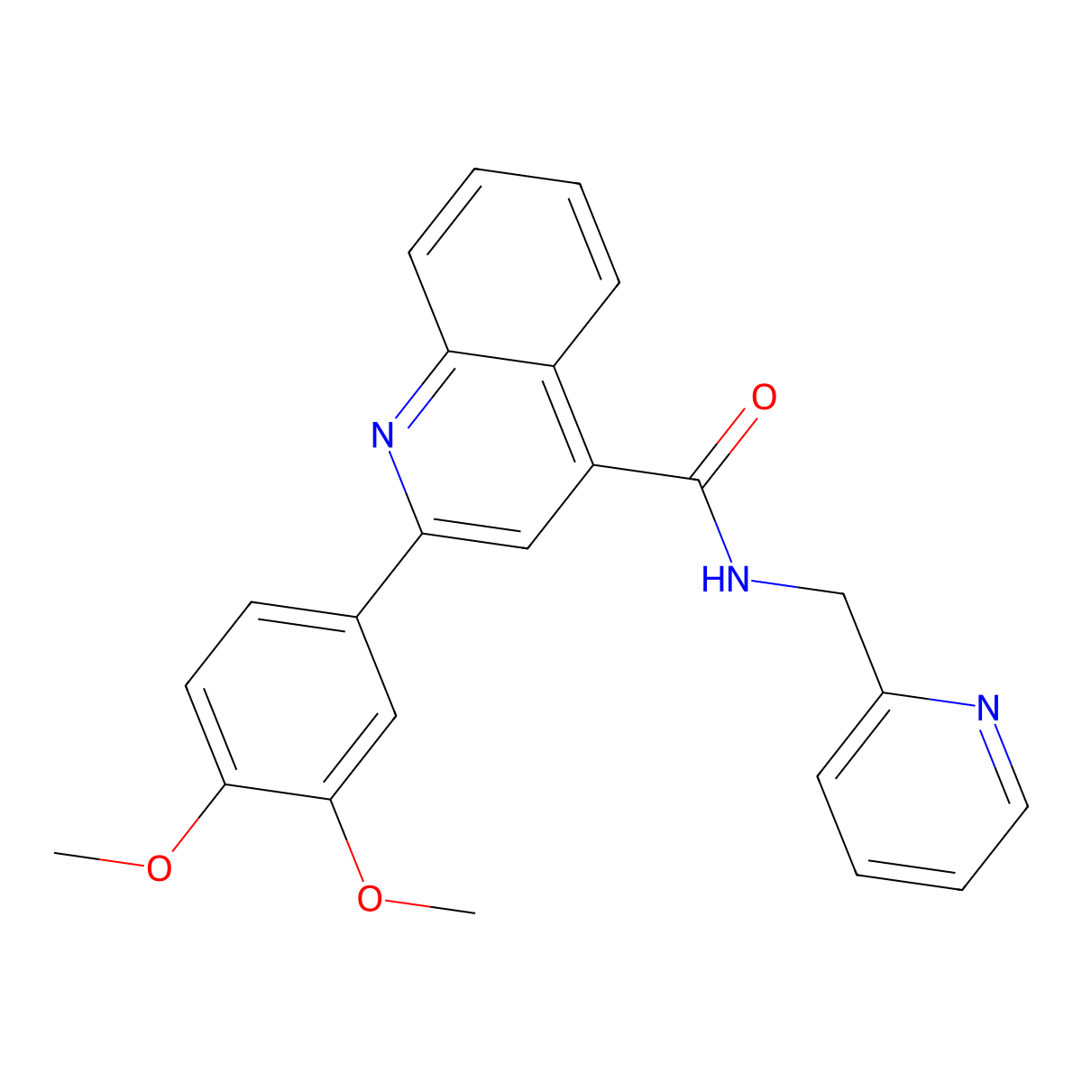 2-(3,4-dimethoxyphenyl)-N-(pyridin-2-ylmethyl)quinoline-4-carboxamide molecular structure, CAS 303137-81-7