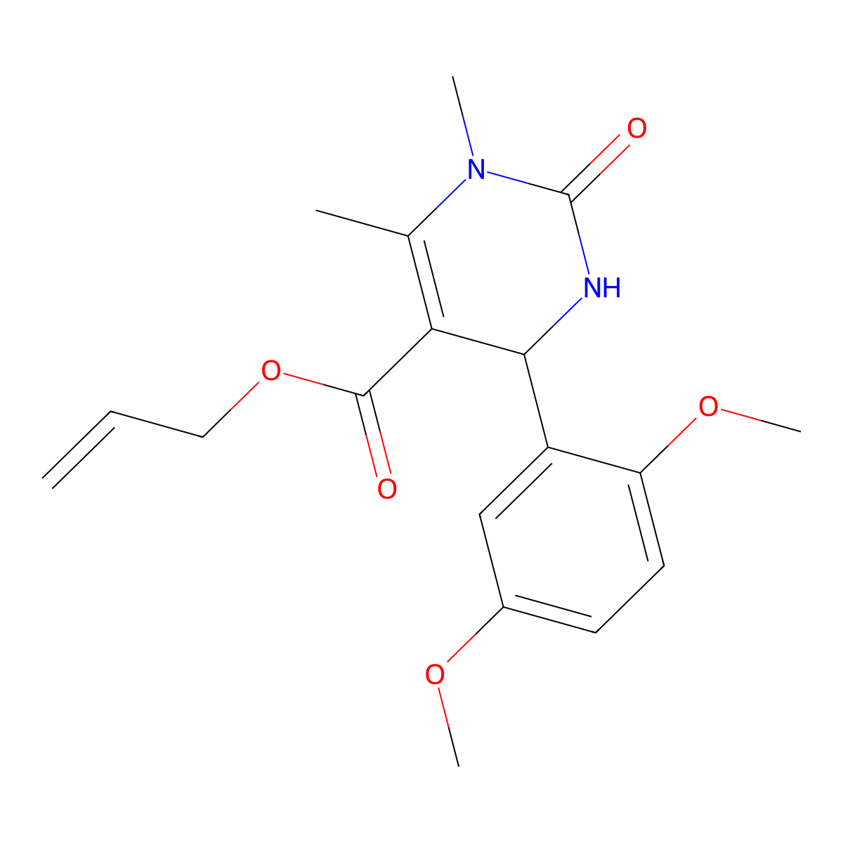 Allyl 4-(2,5-dimethoxyphenyl)-1,6-dimethyl-2-oxo-1,2,3,4-tetrahydropyrimidine-5-carboxylate molecular structure, CAS 303137-86-2