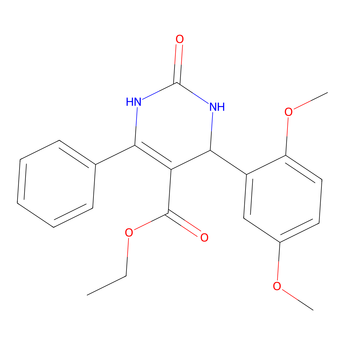 Ethyl 4-(2,5-dimethoxyphenyl)-2-oxo-6-phenyl-1,2,3,4-tetrahydropyrimidine-5-carboxylate molecular structure, CAS 303138-14-9